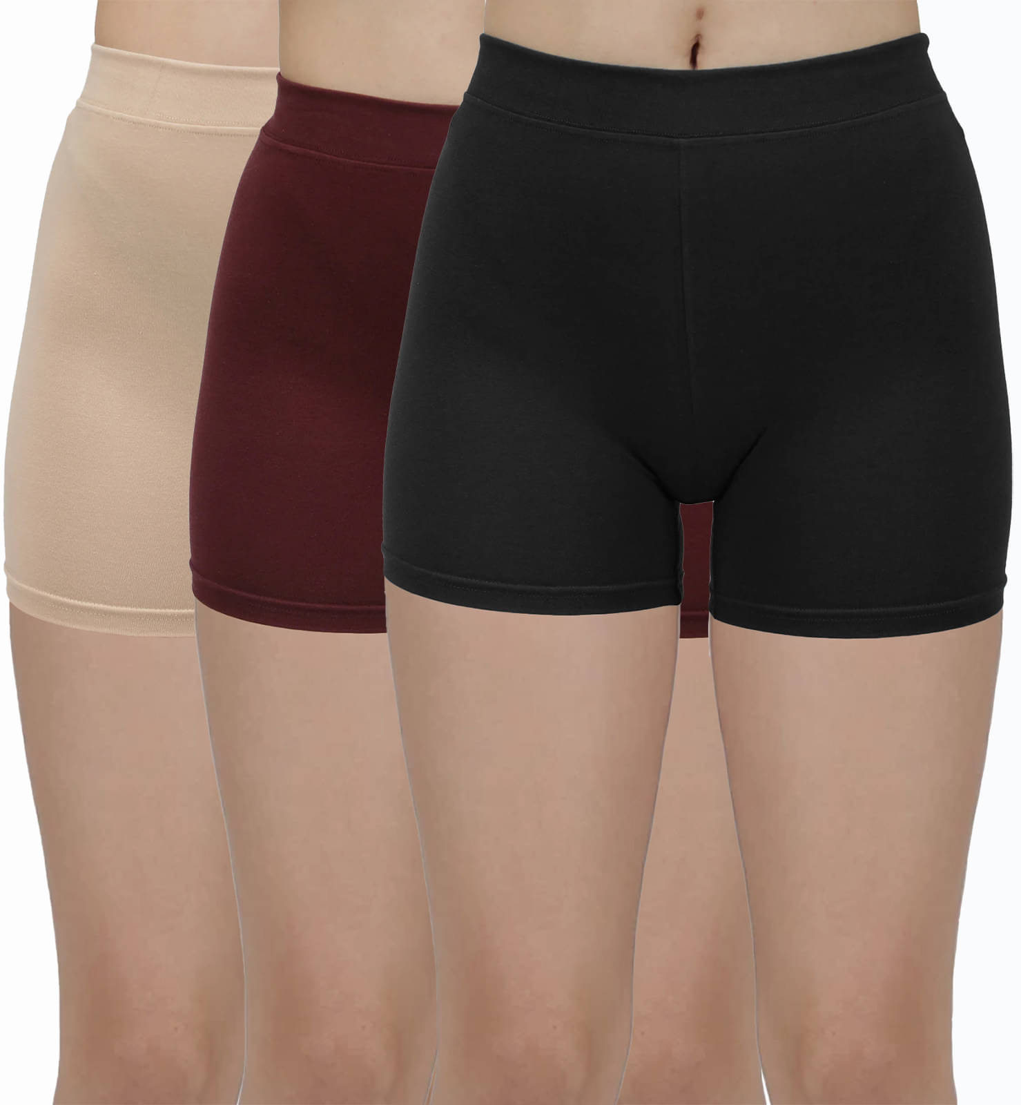 Amul comfy Pack of 3 Cotton Safety Shorts For Women ( Multicolor )     			Amul comfy Pack of 3 Cotton Safety Shorts For Women ( Multicolor )