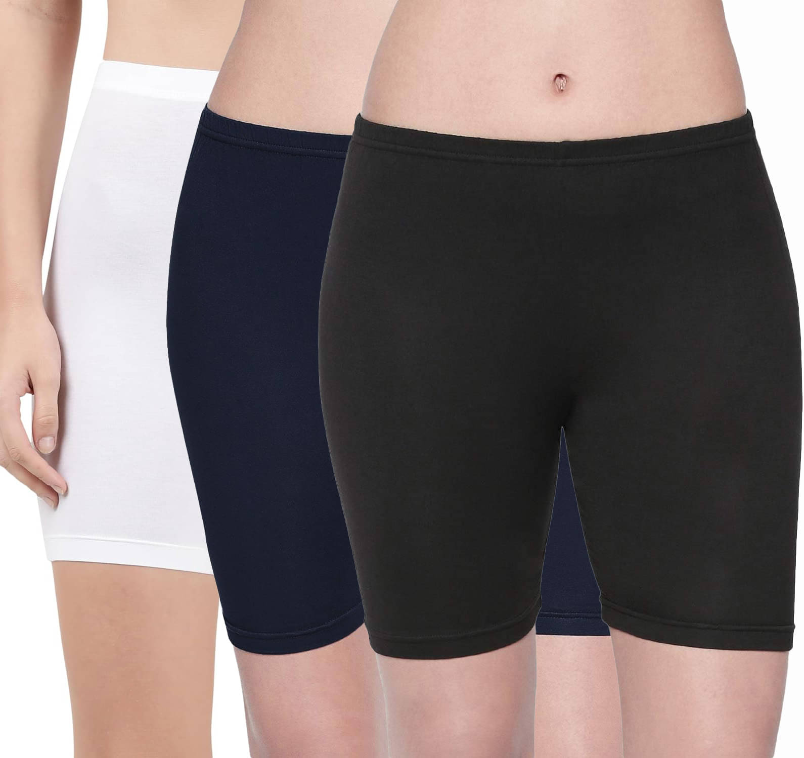 Amul comfy Pack of 3 Cotton Safety Shorts For Women ( Multicolor )     			Amul comfy Pack of 3 Cotton Safety Shorts For Women ( Multicolor )