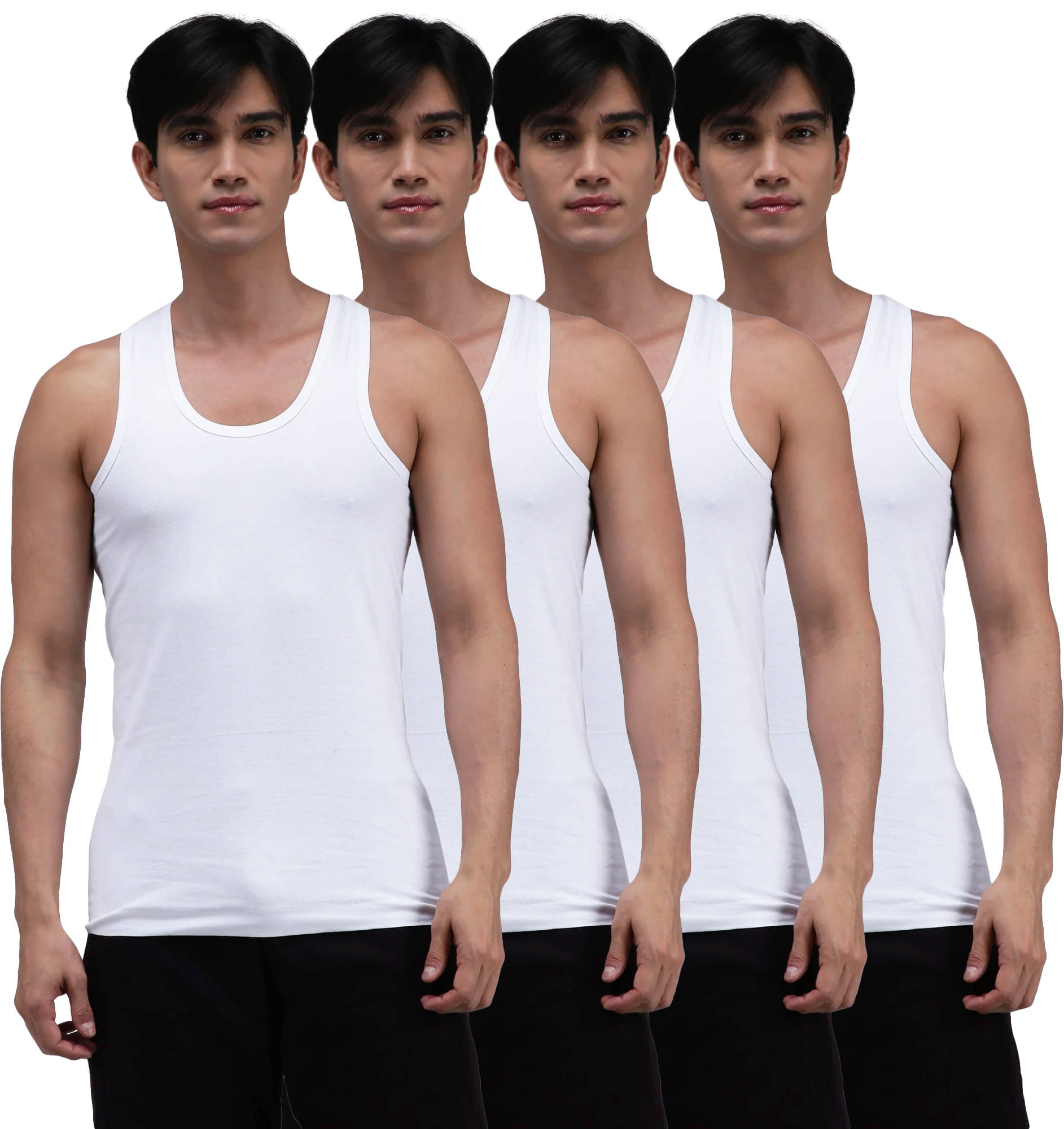 Amul comfy Pack of 4 Cotton Basic Vest For Men ( White ) Amul comfy Pack of 4 Cotton Basic Vest For Men ( White )
