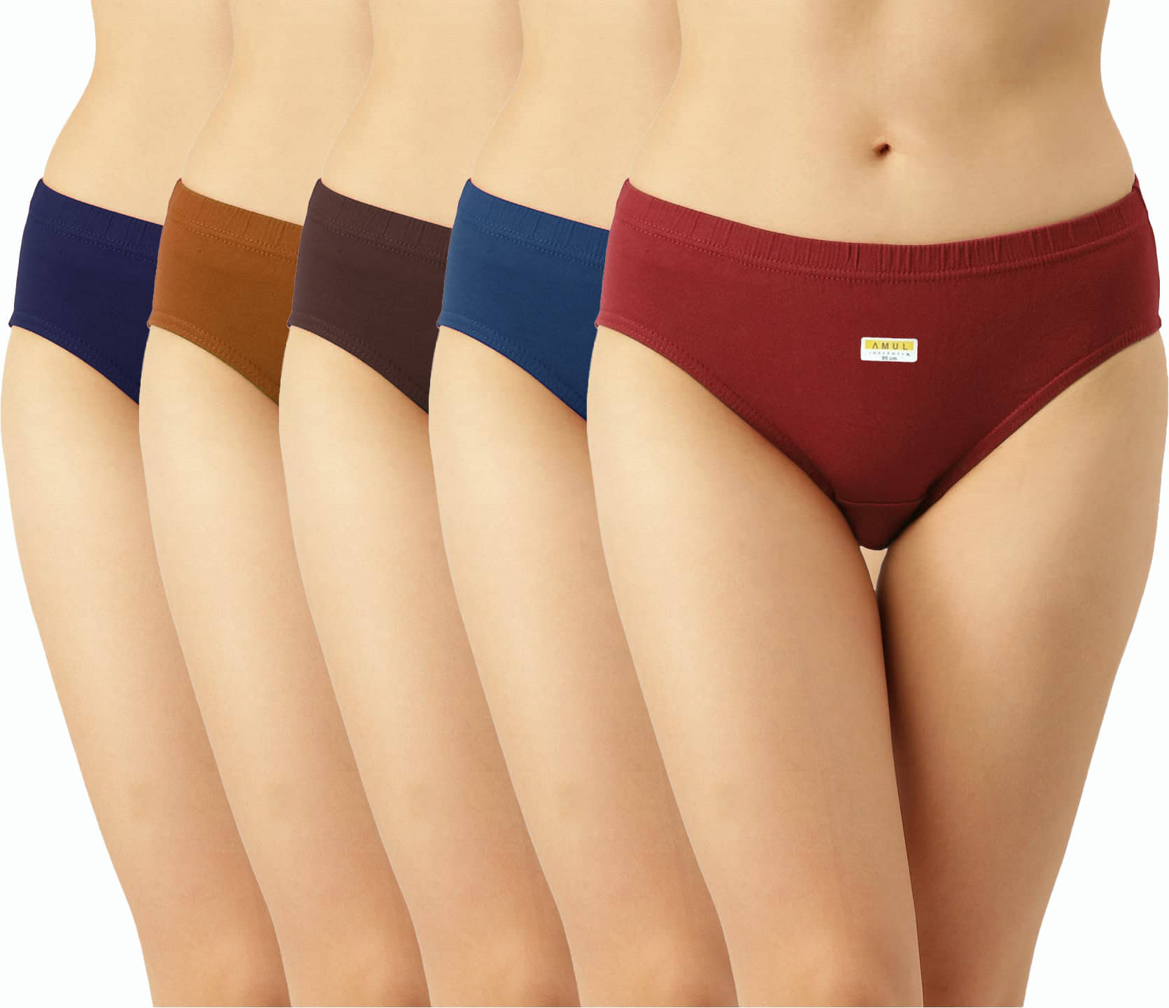     			Amul comfy Pack of 5 Cotton Briefs For Women ( Multicolor )