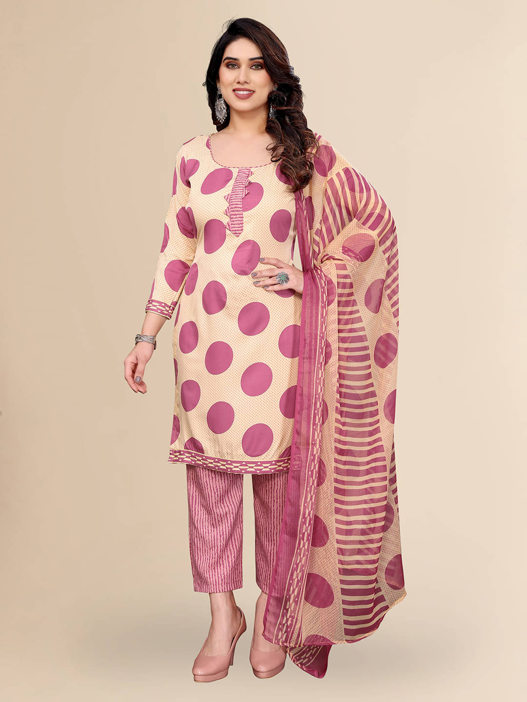 Anand Unstitched Crepe Printed Dress Material - Cream ( Pack of 1 ) Anand Unstitched Crepe Printed Dress Material - Cream ( Pack of 1 )