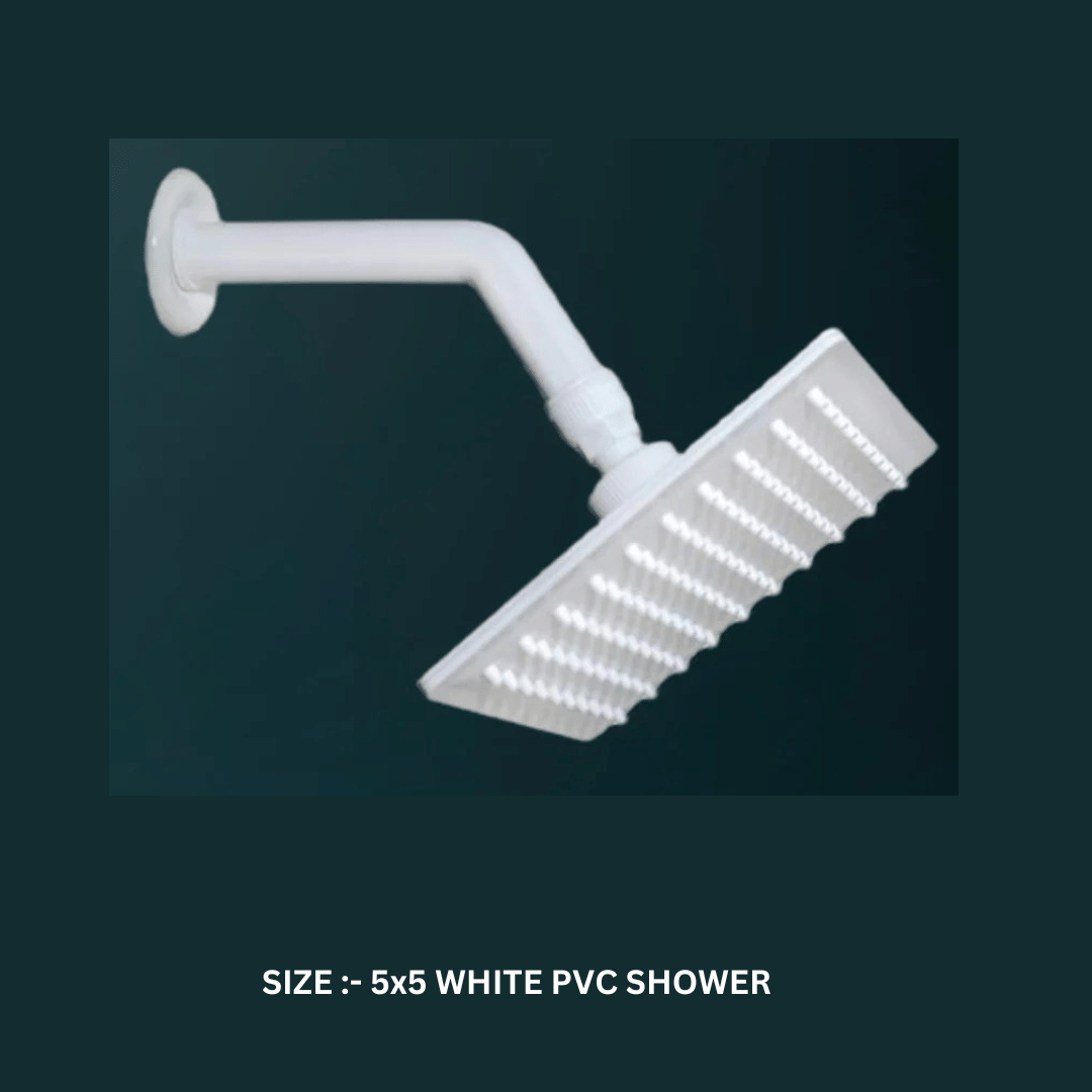 BATHBLISS 5x5"Inch PVC Feny Shower with 9" Arm Plastic (ABS) Overhead Shower
