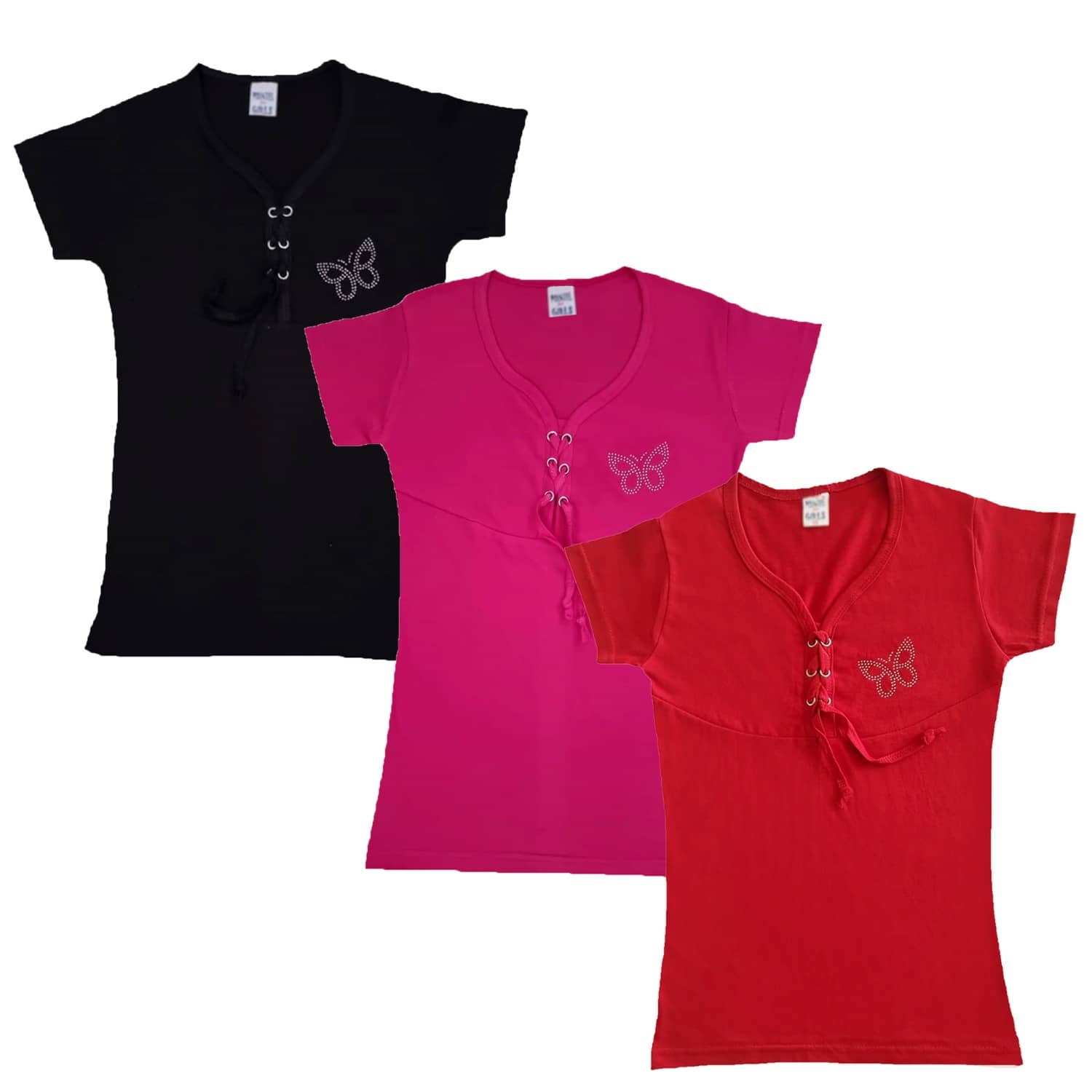 COOLTEES4U Pack of 3 Girls 100% Cotton Top ( Multicolor )