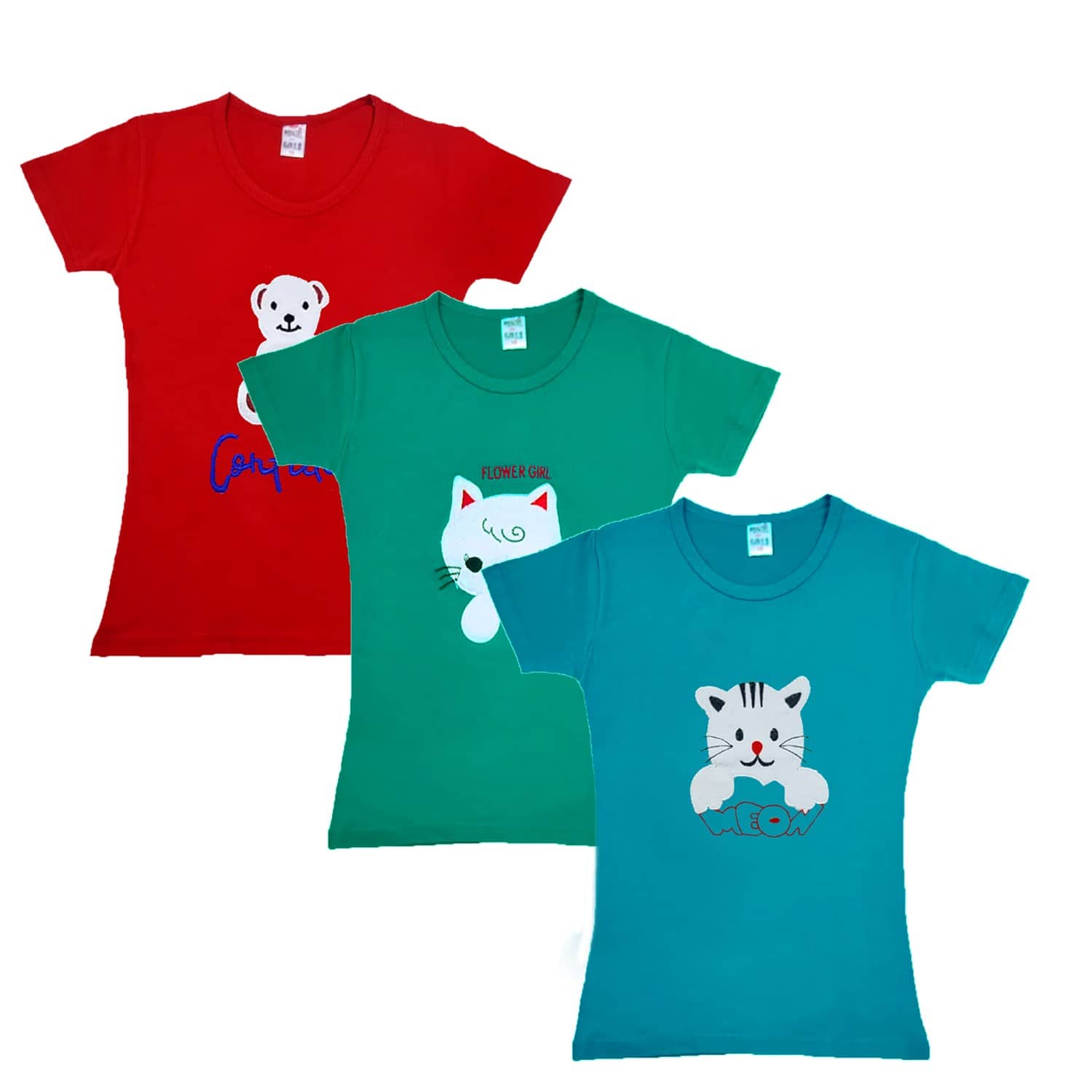 COOLTEES4U Pack of 3 Girls 100% Cotton Top ( Multicolor )