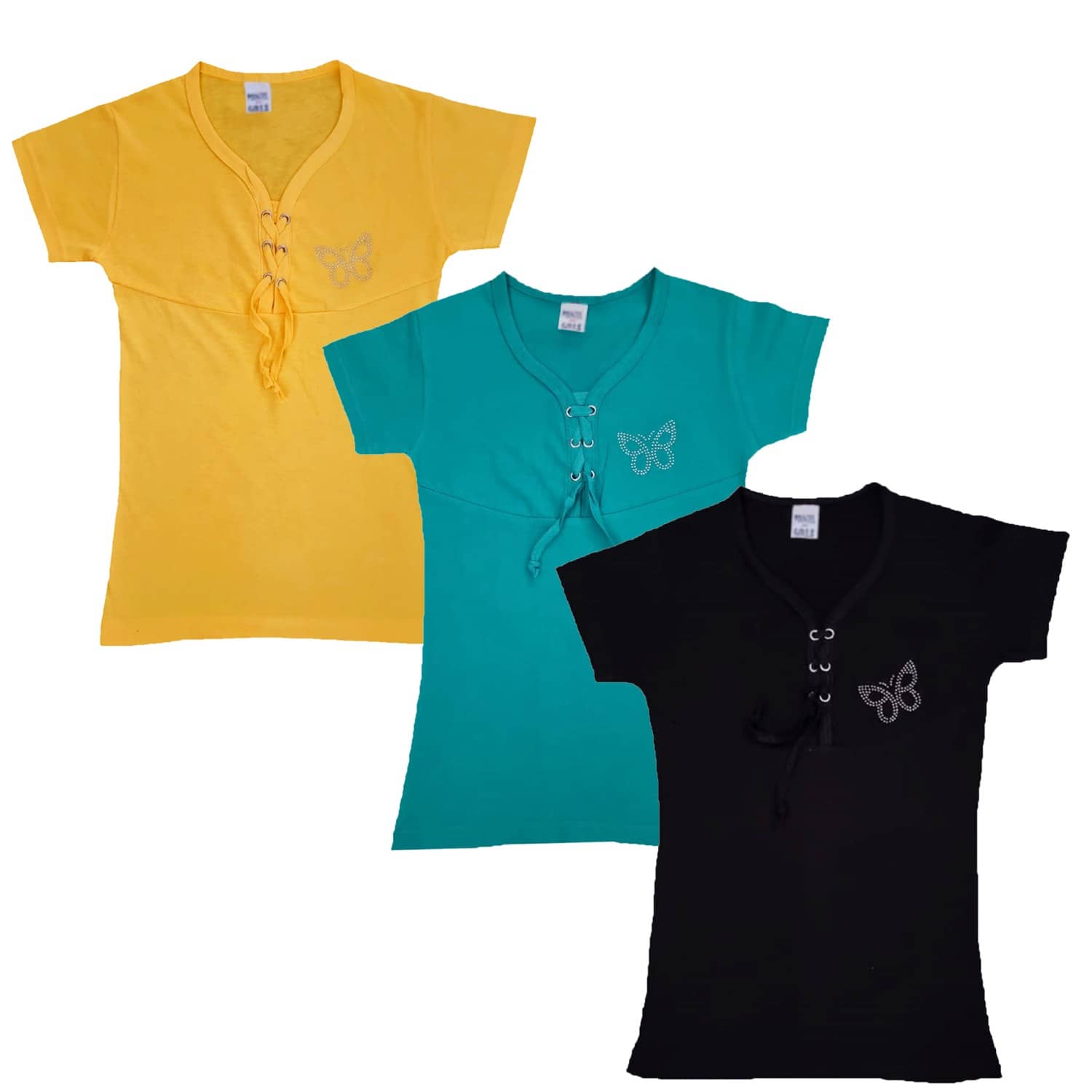 COOLTEES4U Pack of 3 Girls 100% Cotton Top ( Multicolor )