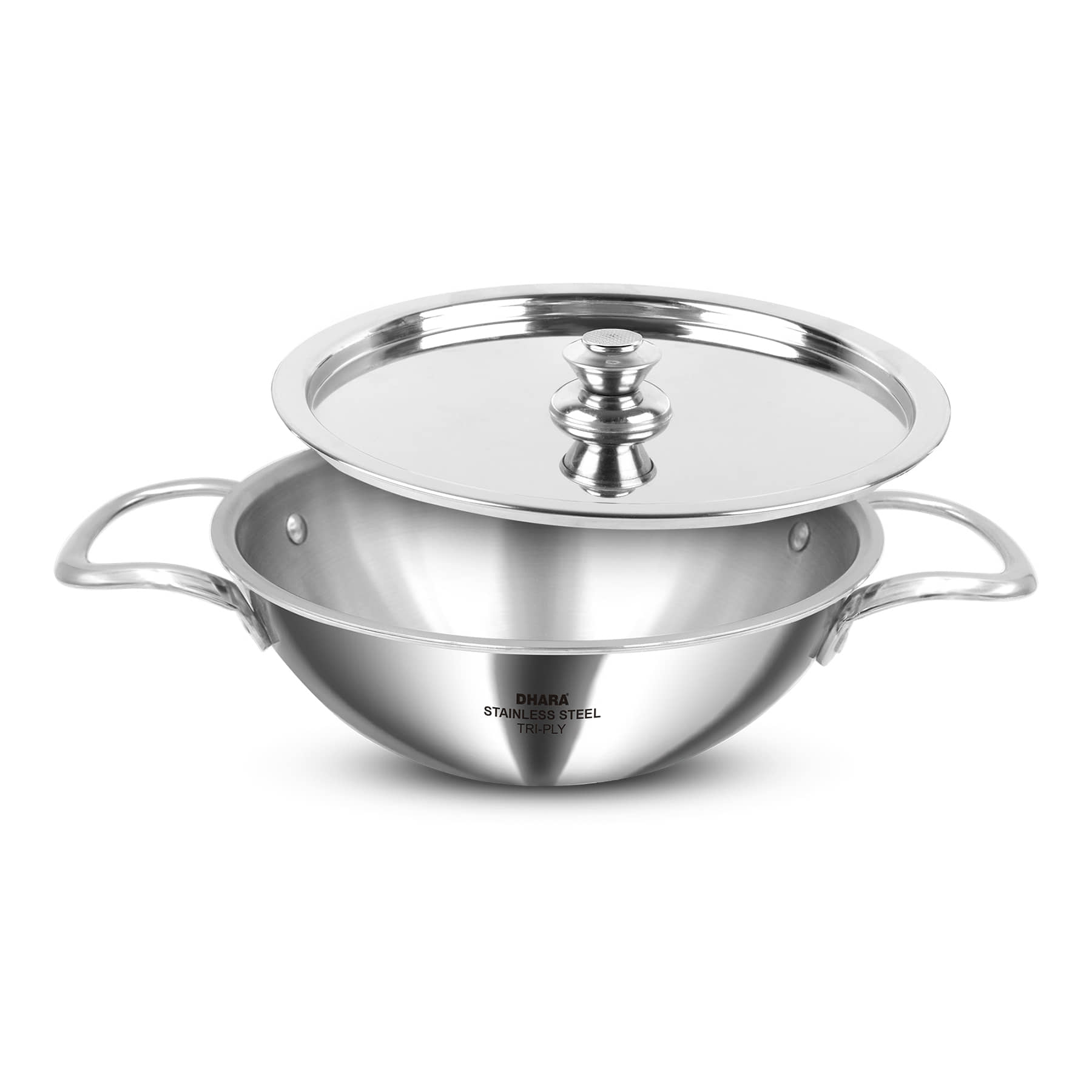 Dhara Stainless Steel Triply Stainless Steel Kadhai Induction Bottom Stainless Steel Handle 2.5 Thickness mm 24 cm Diameter ( 2.5 L ) - Cookware | Buy online on ZillyBuy