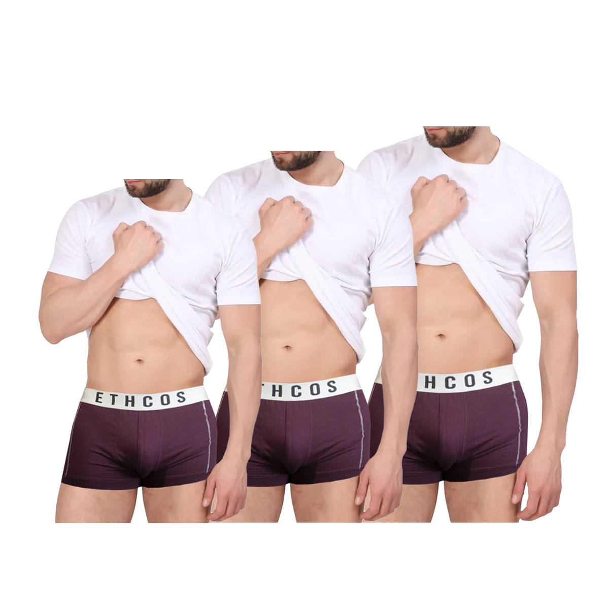 ETHCOS Pack of 3 Modal Trunks For Men's ( Maroon ) ETHCOS Pack of 3 Modal Trunks For Men's ( Maroon )