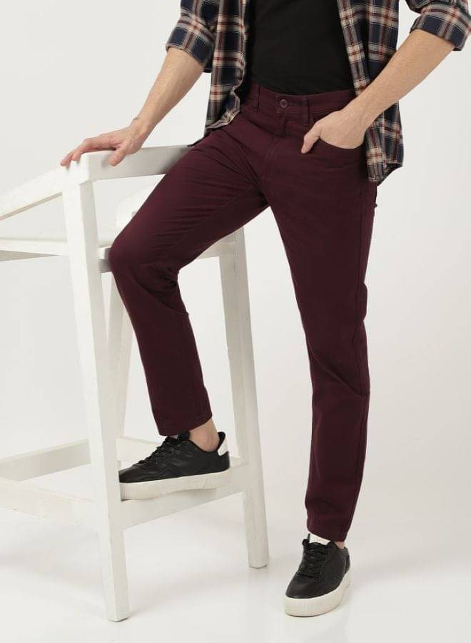     			HARDSODA Slim Flat Men's Chinos - Burgundy ( Pack of 1 )