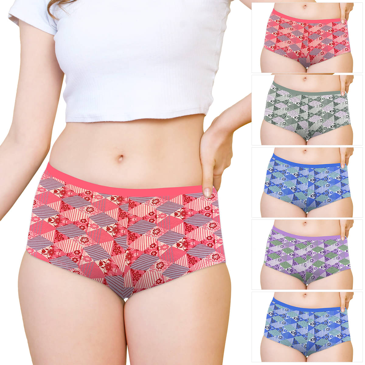 Kalyani Pack of 6 Cotton Boy Shorts For Women ( Multicolor3 ) Kalyani Pack of 6 Cotton Boy Shorts For Women ( Multicolor3 )