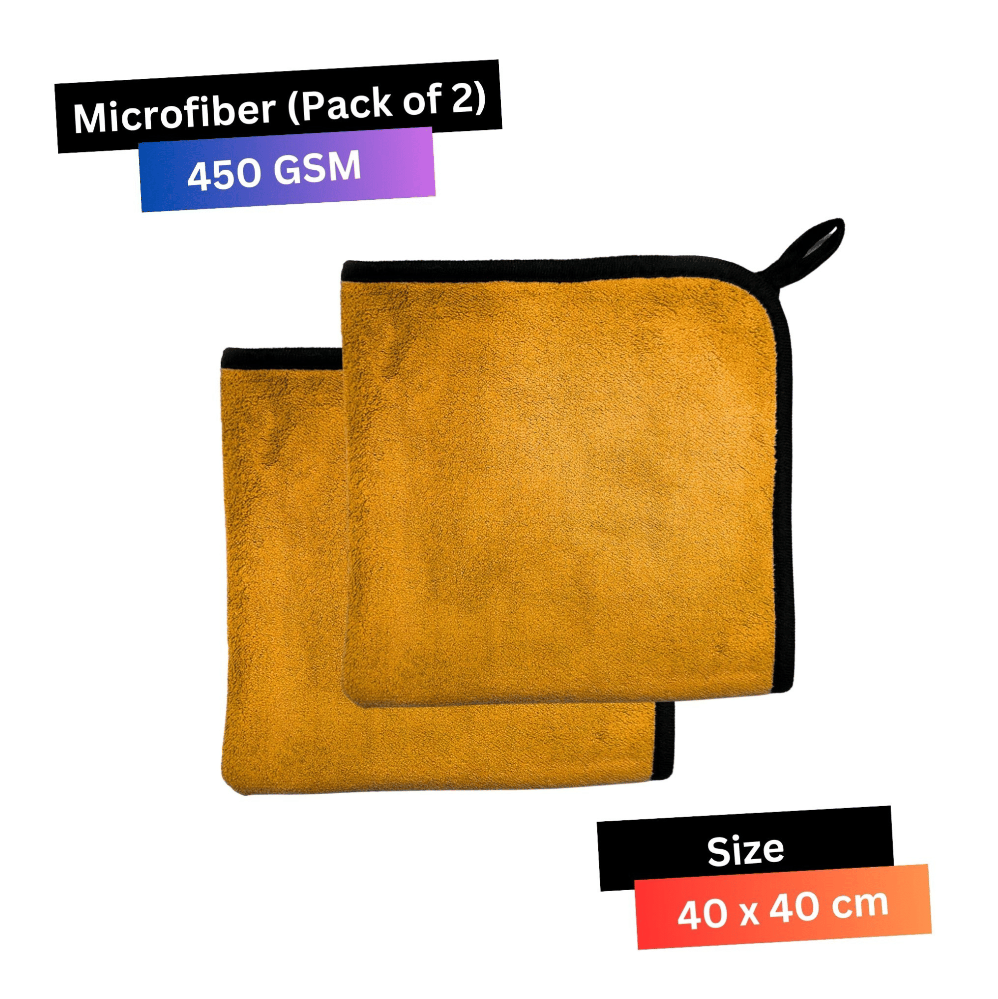     			LIQUIFIBER Black 450 GSM Microfiber Cloth For Automobile ( Pack of 2 )