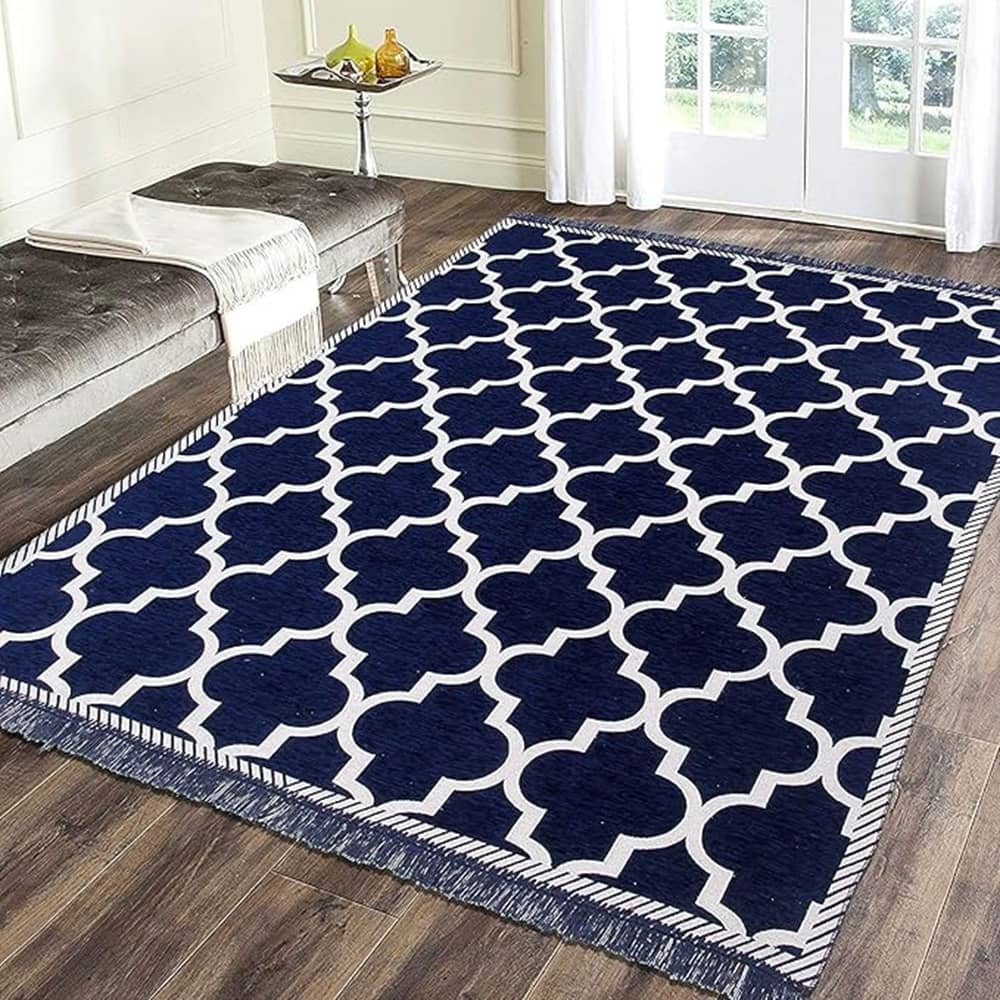 RADECOR Blue Chenille Carpet Others 5x7 Ft