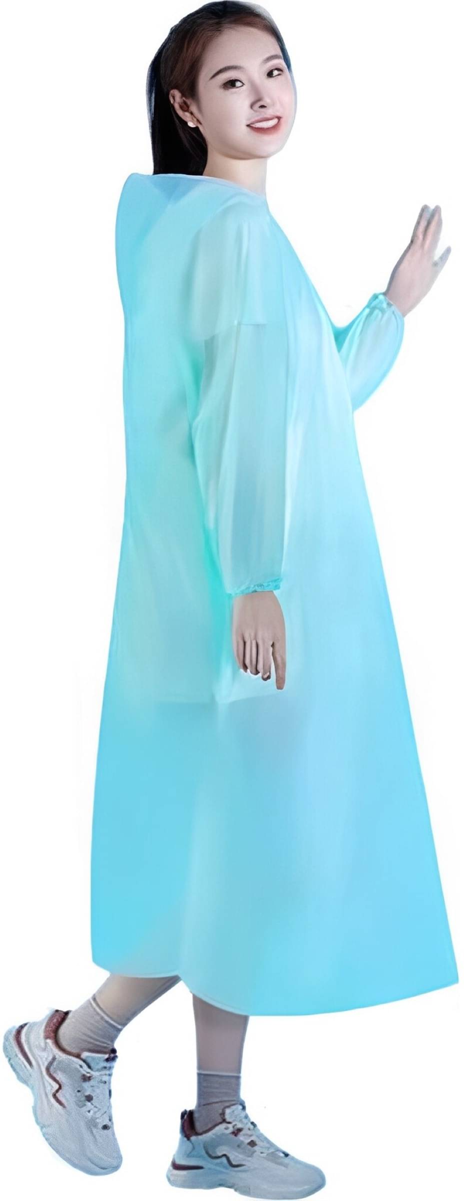 Reoutlook Polyester Long Raincoat - Blue     			Reoutlook Polyester Long Raincoat - Blue