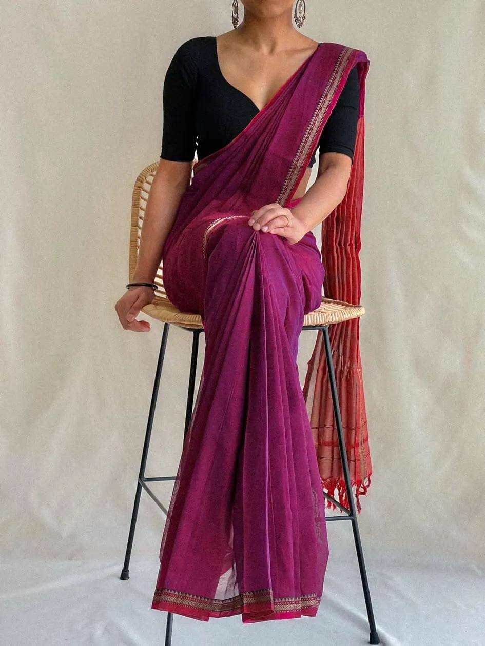 SARADA HANDLOOM Cotton Solid Saree With Unstitched Blouse Piece ( Maroon )     			SARADA HANDLOOM Cotton Solid Saree With Unstitched Blouse Piece ( Maroon )