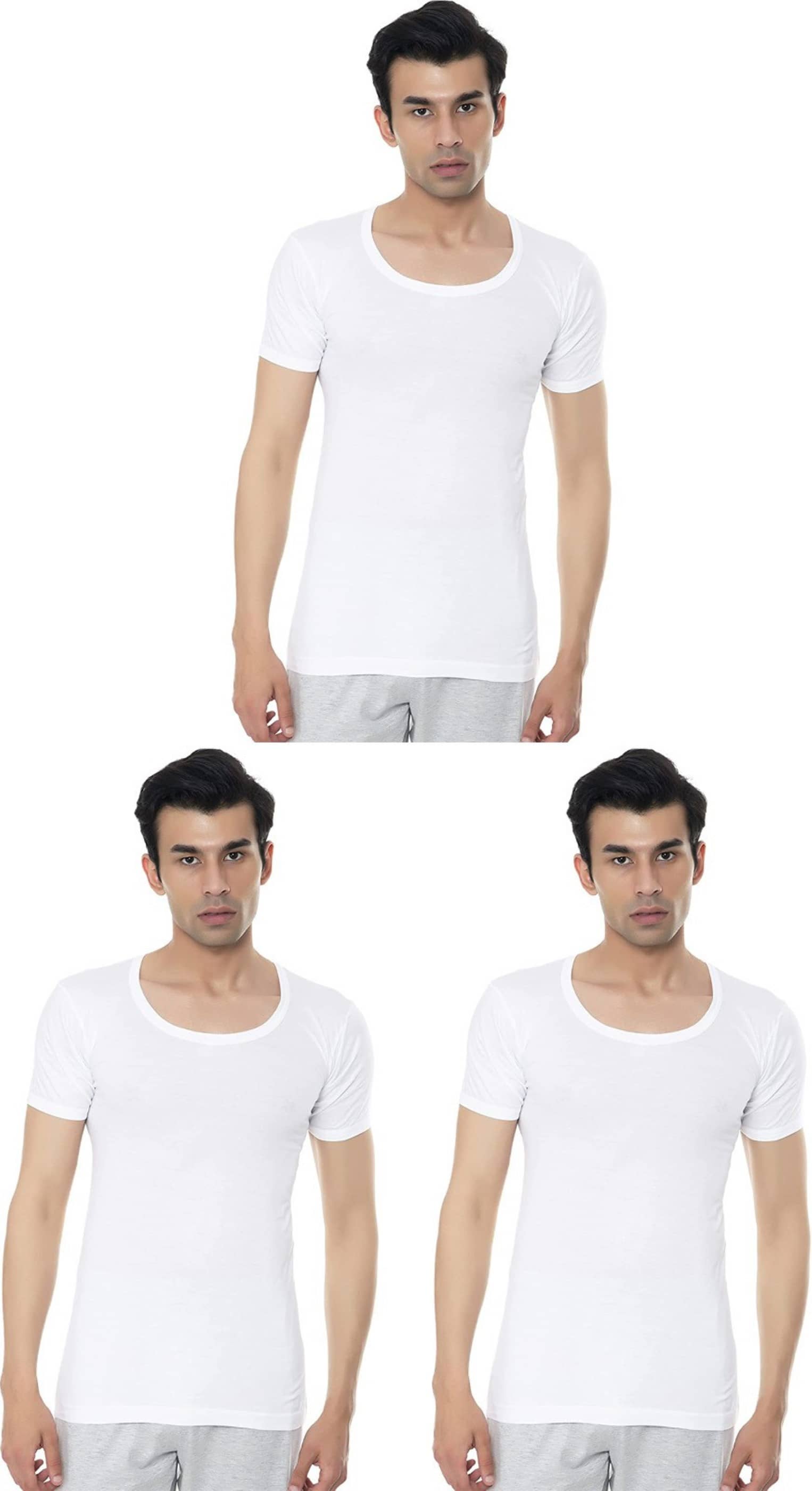 VIP Pack of 3 Cotton Basic Vest For Men ( White ) - Nightwear & Loungewear | Buy online on ZillyBuy