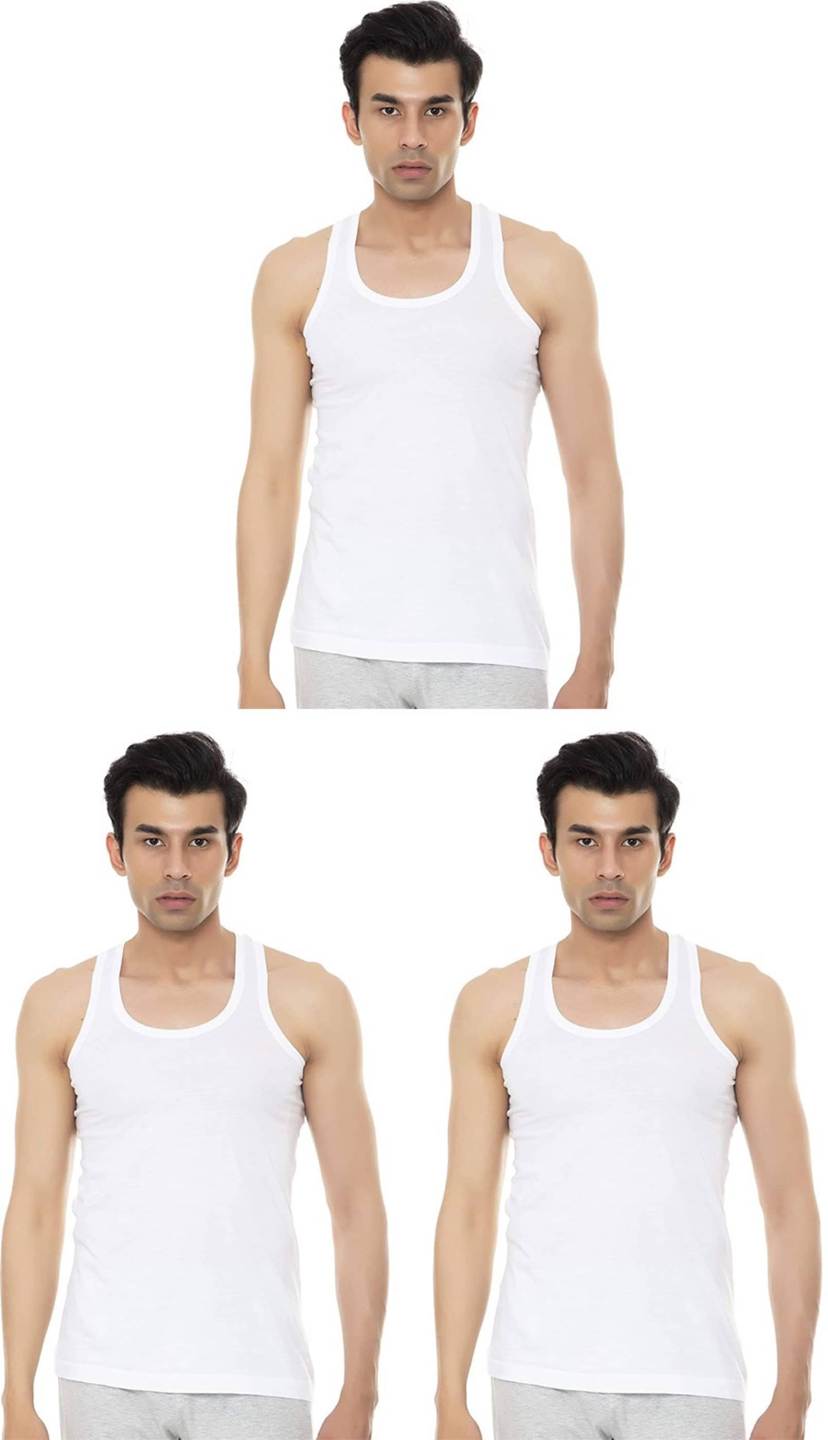 VIP Pack of 3 Cotton Basic Vest For Men ( White ) - Nightwear & Loungewear | Buy online on ZillyBuy