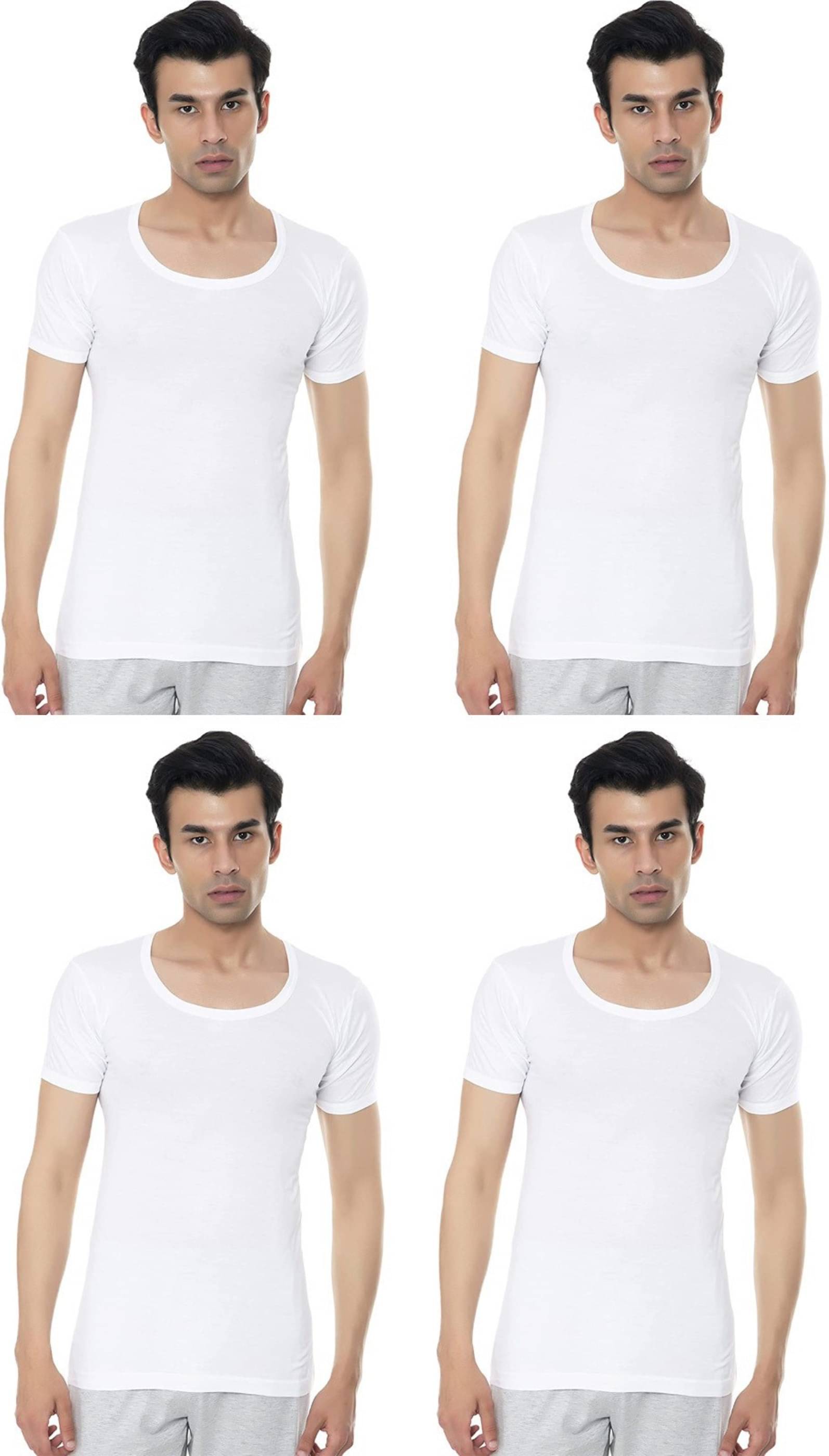 VIP Pack of 4 Cotton Basic Vest For Men ( White ) VIP Pack of 4 Cotton Basic Vest For Men ( White )