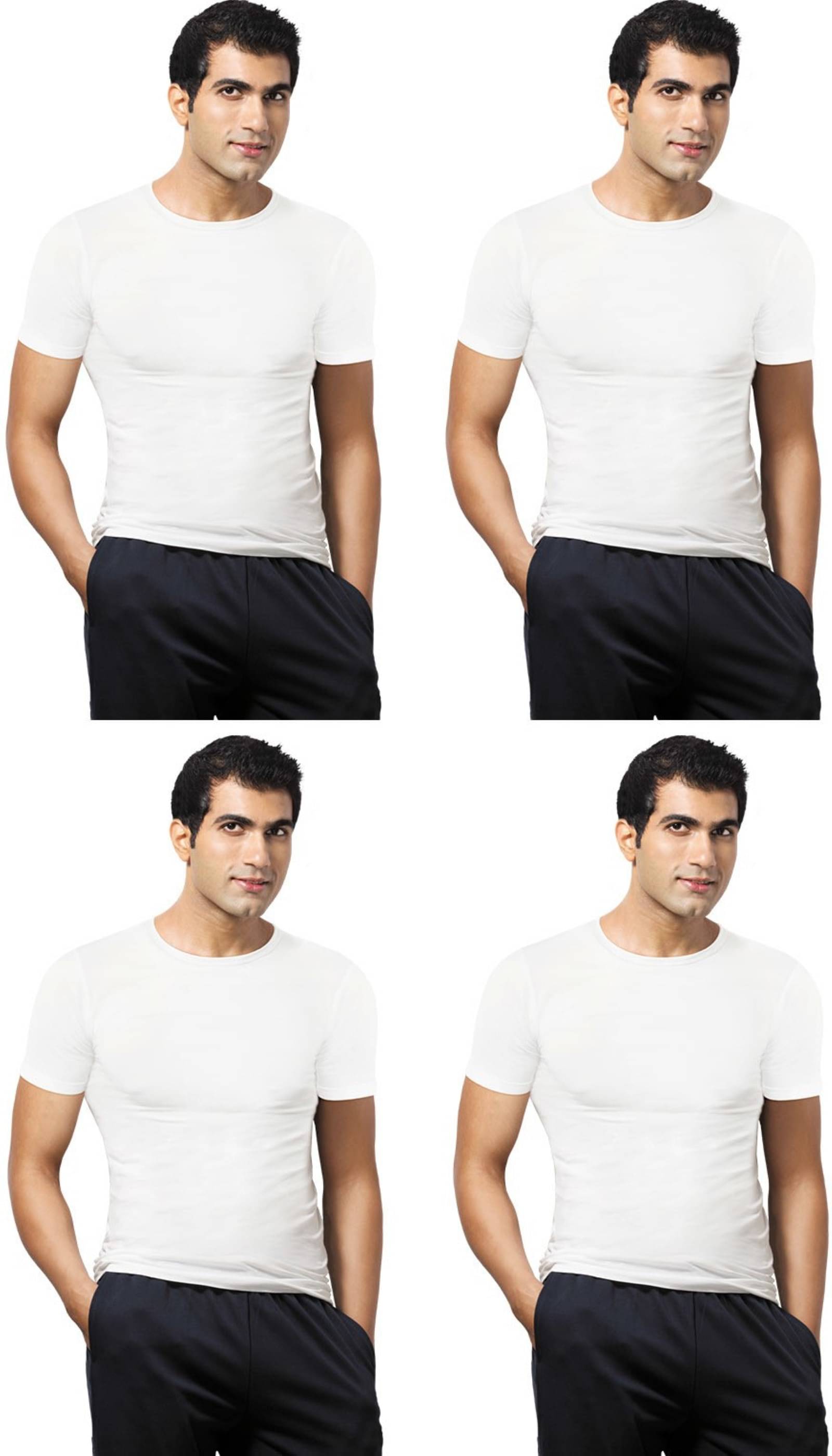 VIP Pack of 4 Cotton Basic Vest For Men ( White ) VIP Pack of 4 Cotton Basic Vest For Men ( White )