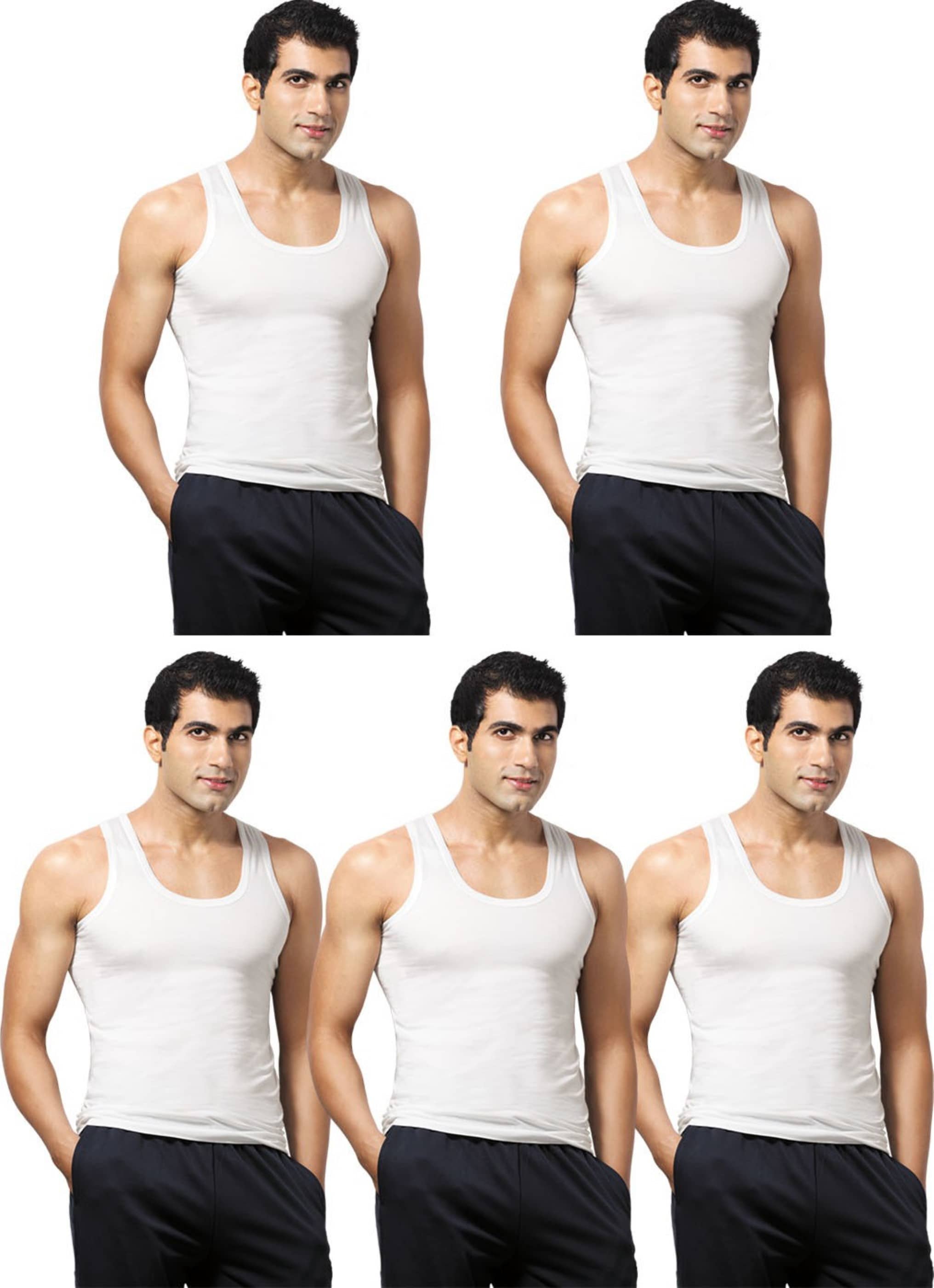 VIP Pack of 5 Cotton Basic Vest For Men ( White ) - Nightwear & Loungewear | Buy online on ZillyBuy