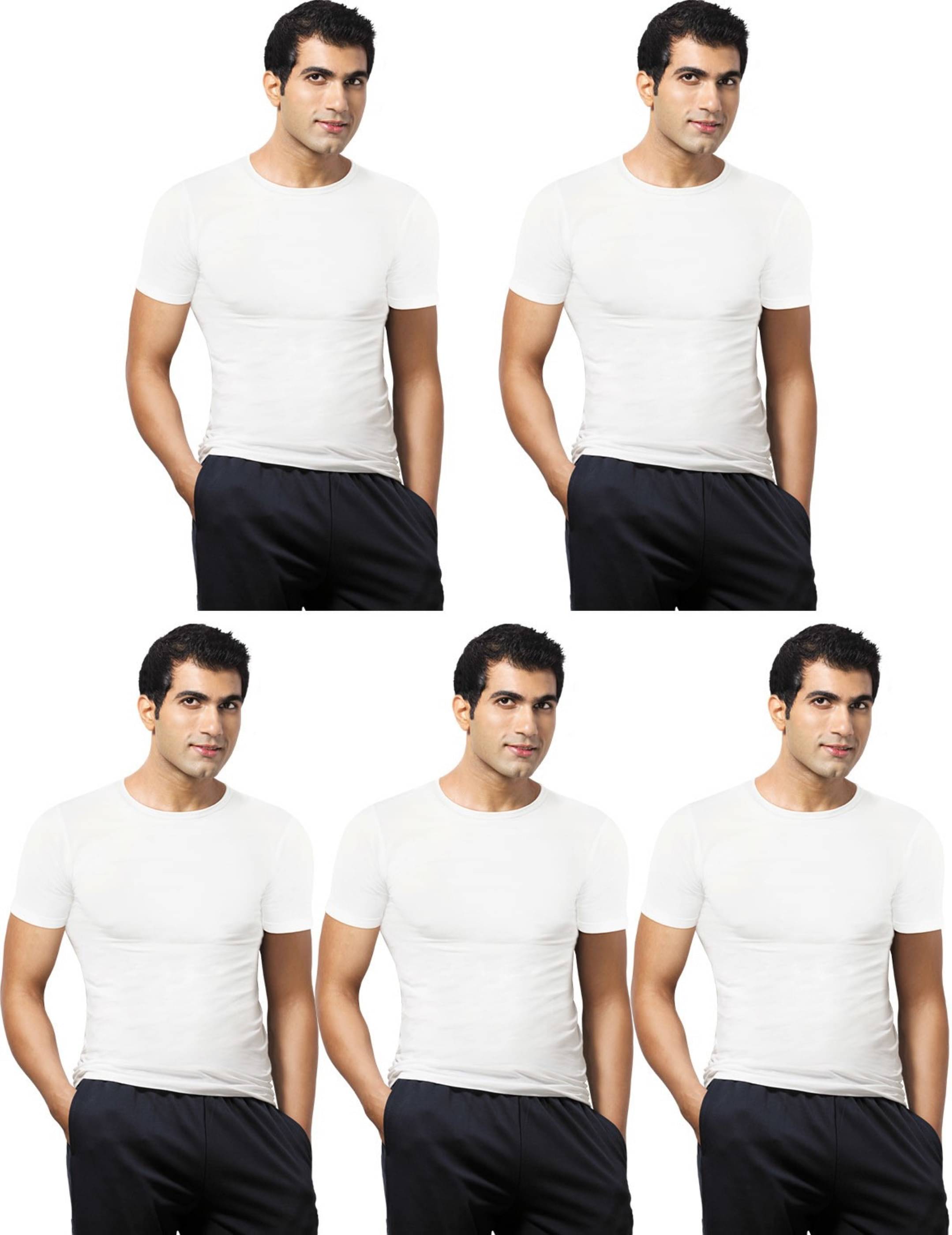     			VIP Pack of 5 Cotton Basic Vest For Men ( White )