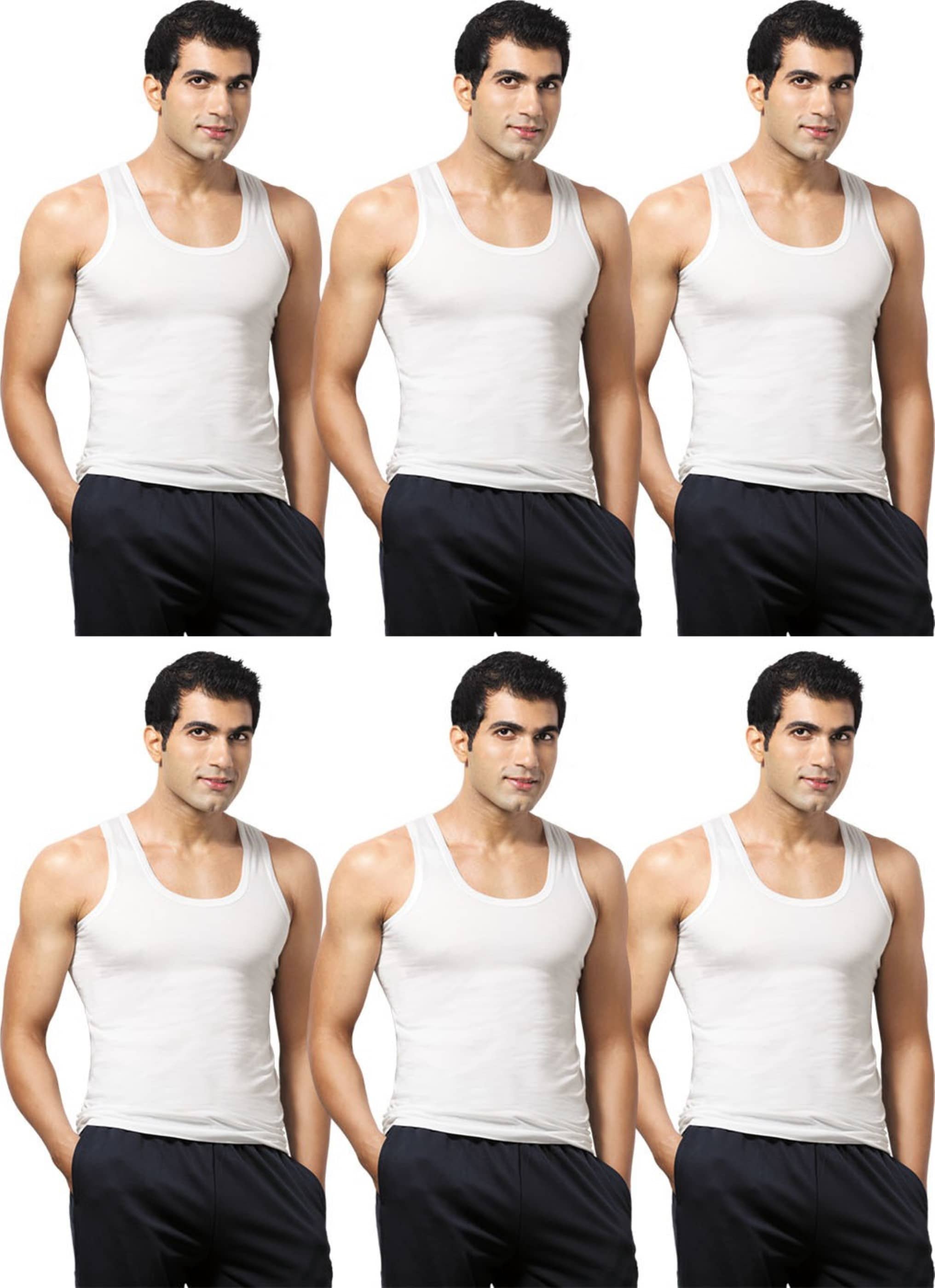 VIP Pack of 6 Cotton Basic Vest For Men ( White ) - Nightwear & Loungewear | Buy online on ZillyBuy