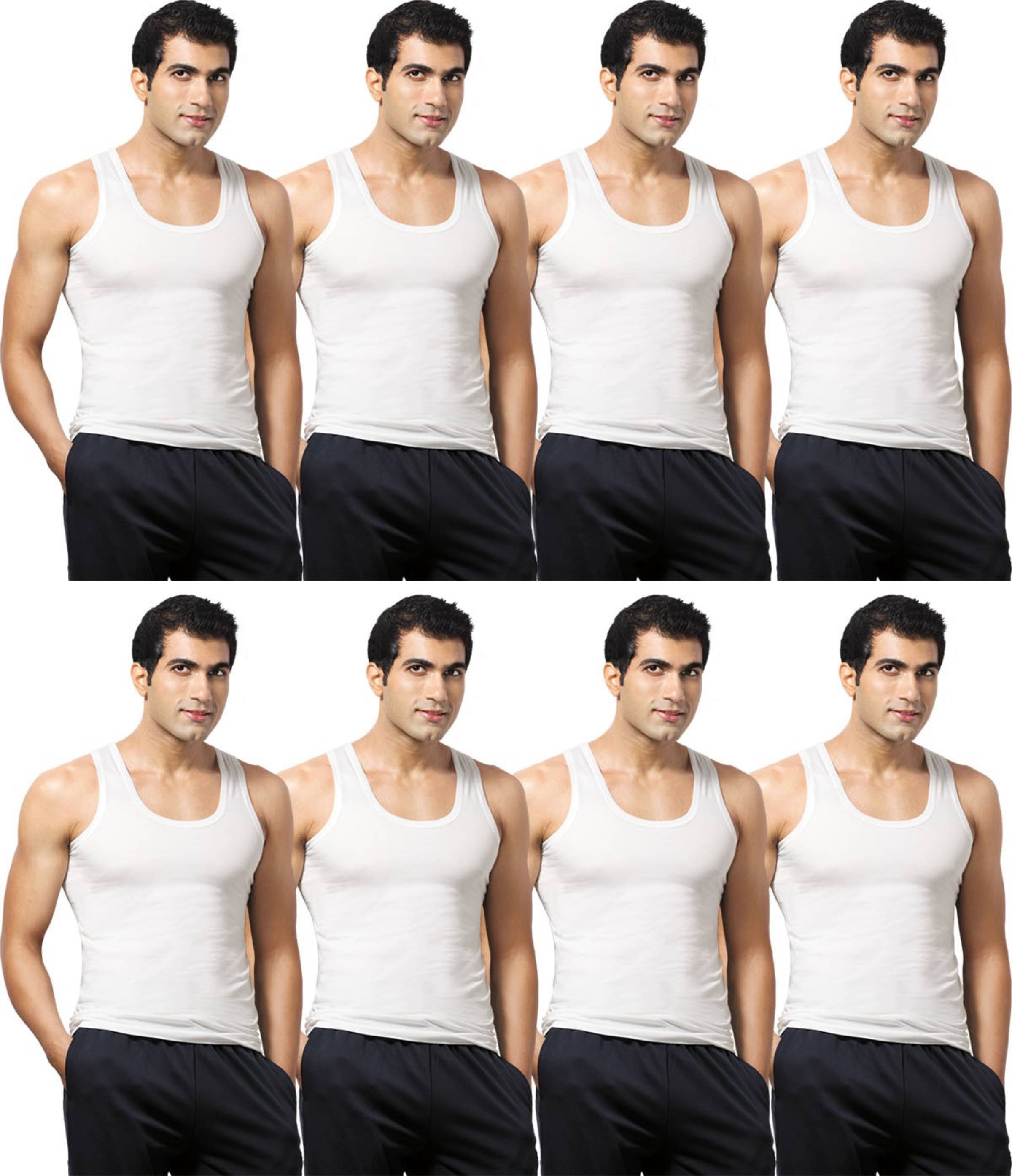 VIP Pack of 8 Cotton Basic Vest For Men ( White ) VIP Pack of 8 Cotton Basic Vest For Men ( White )