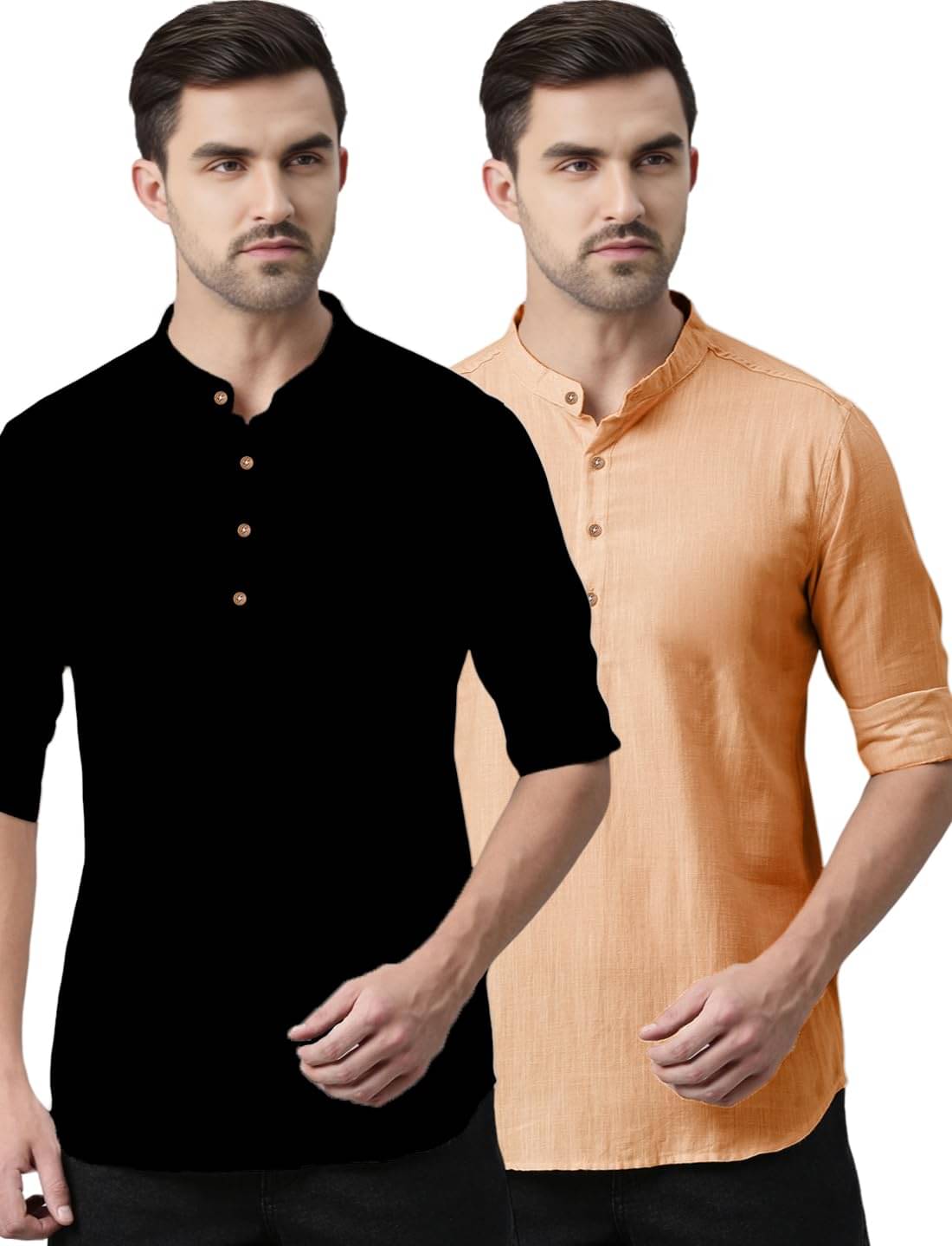 Vida Loca Orange Cotton Men's Shirt Style Kurta ( Pack of 2 ) Vida Loca Orange Cotton Men's Shirt Style Kurta ( Pack of 2 )