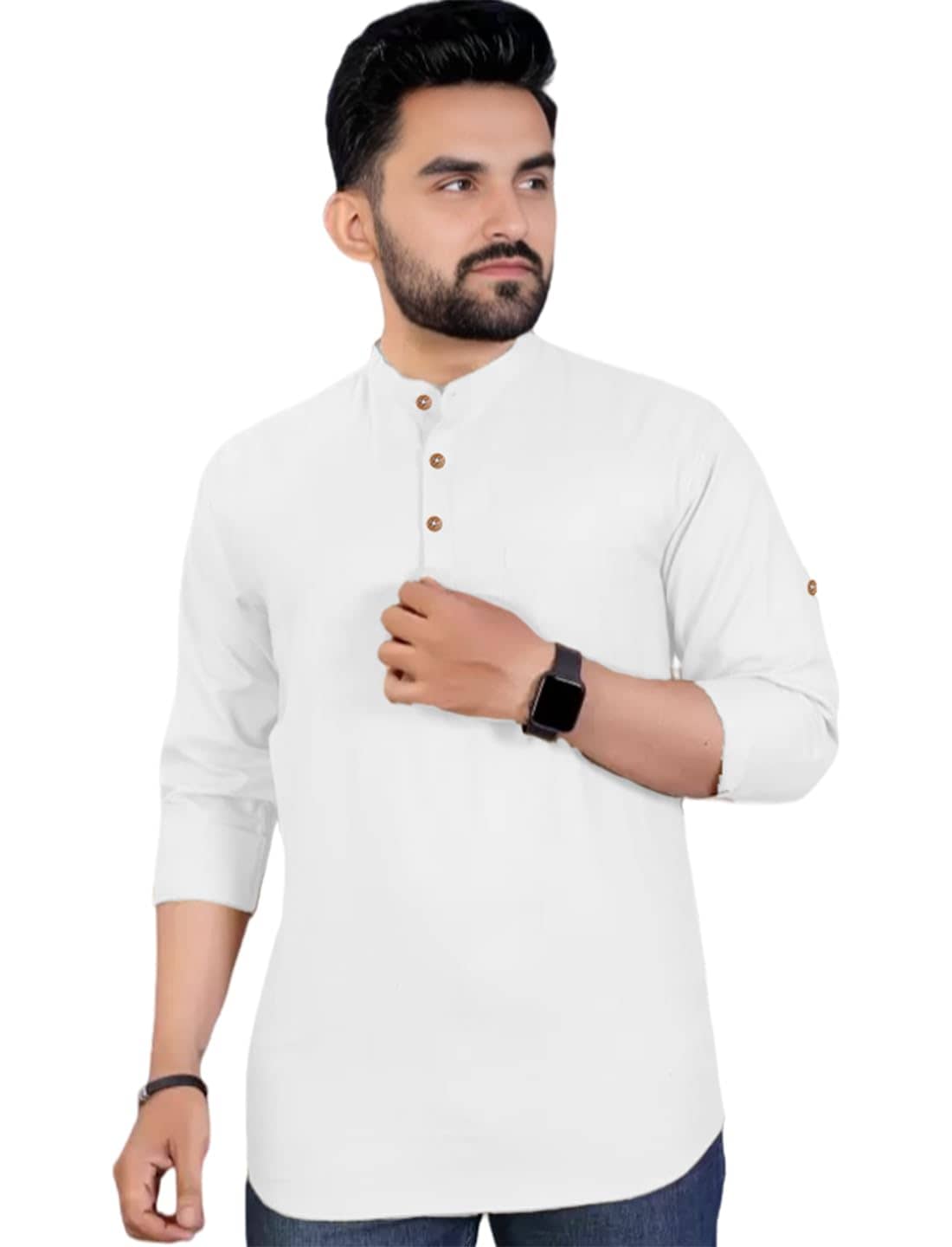 Vida Loca White Cotton Men's Shirt Style Kurta ( Pack of 1 ) - Kurtas & Kurta Sets | Buy online on ZillyBuy