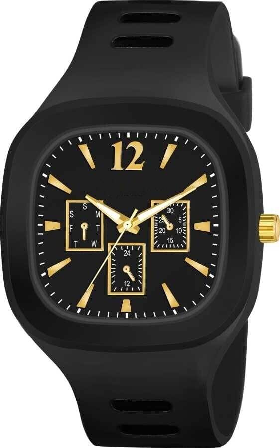     			YUKAX Black Silicon Analog Men's Watch