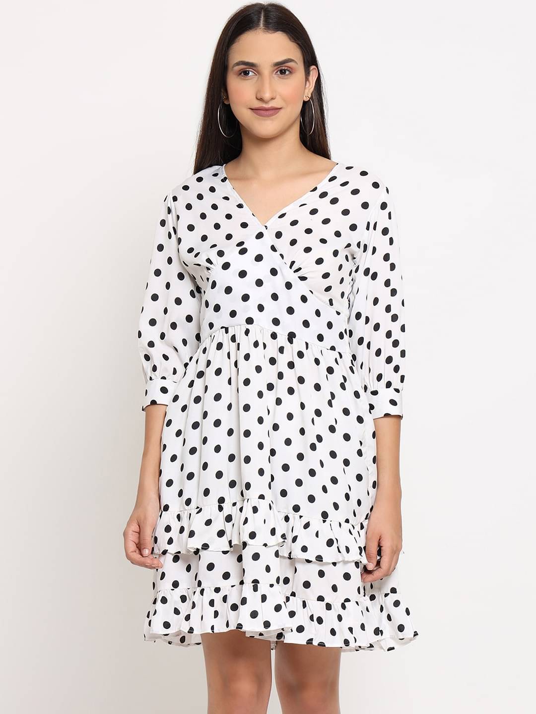 marc louis Women Crepe Printed Fit & Flare Dress ( White ) marc louis Women Crepe Printed Fit & Flare Dress ( White )