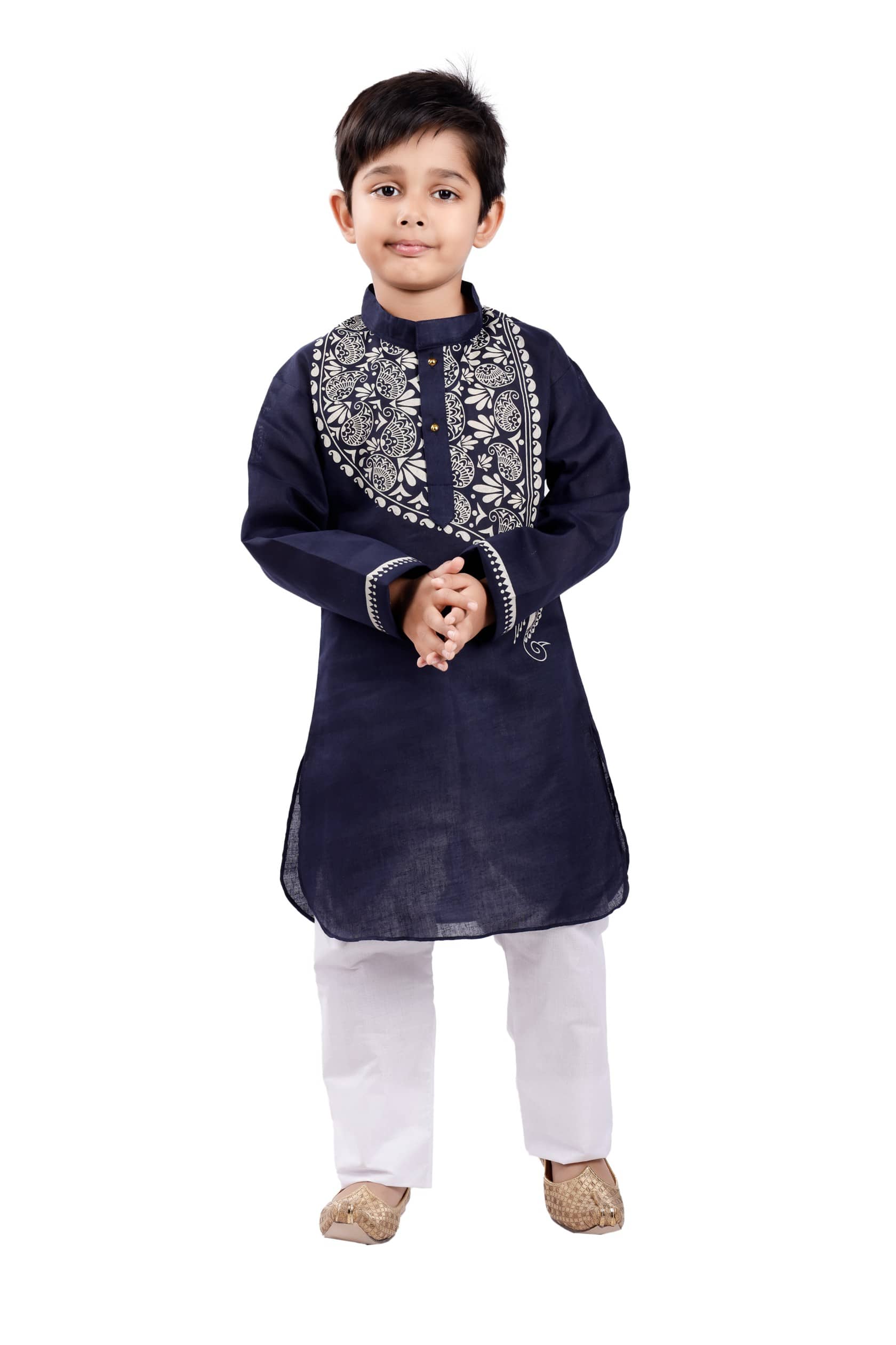 s muktar garments Baby Boys Cotton Blend Ethnic - Pattern Kurta Pyjama Set ( Navy , Pack of 1 ) - Kurtas & Kurta Sets | Buy online on ZillyBuy