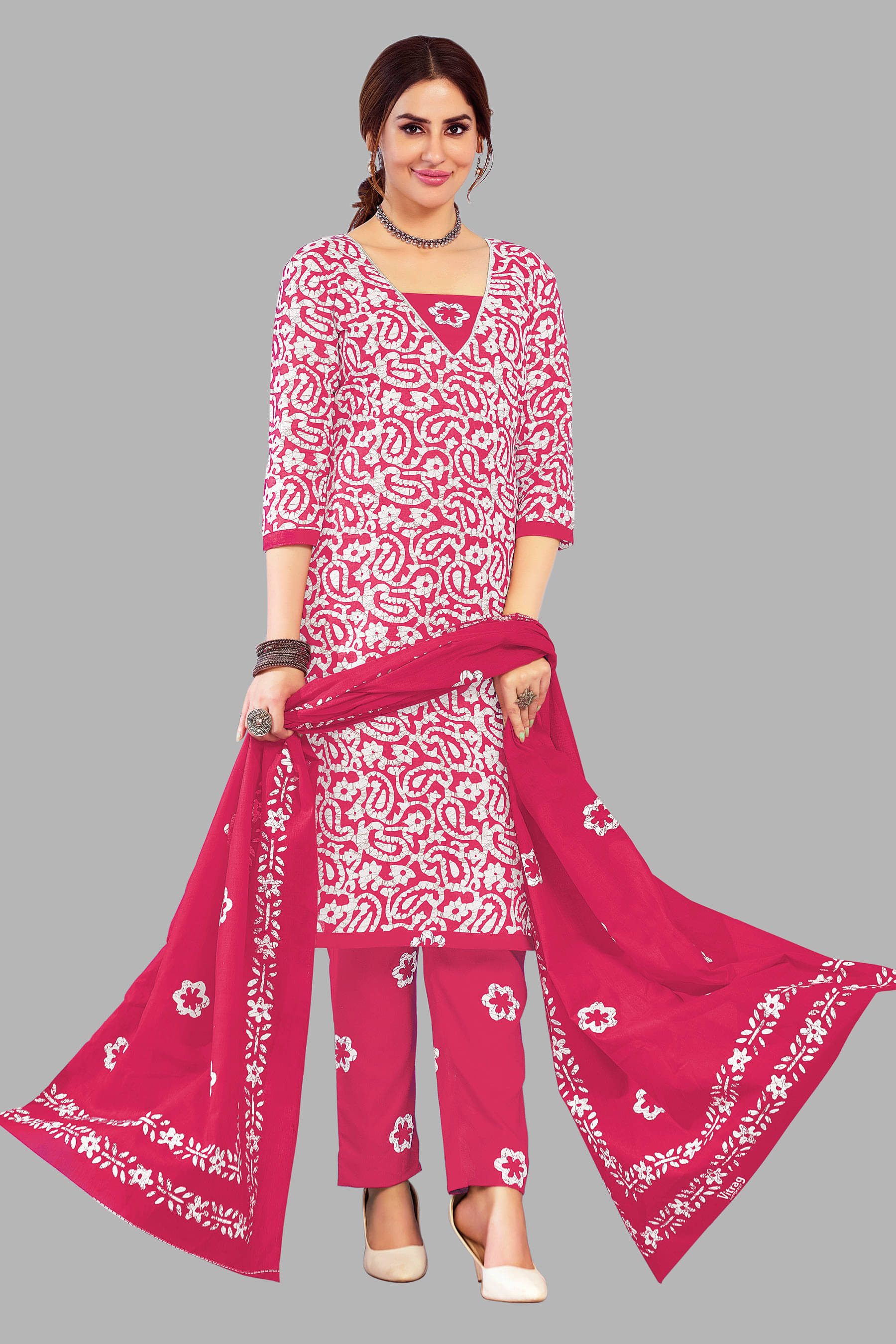shree jeenmata collection Cotton Printed Kurti With Pants Women's Stitched Salwar Suit - Pink ( Pack of 1 ) shree jeenmata collection Cotton Printed Kurti With Pants Women's Stitched Salwar Suit - Pink ( Pack of 1 )