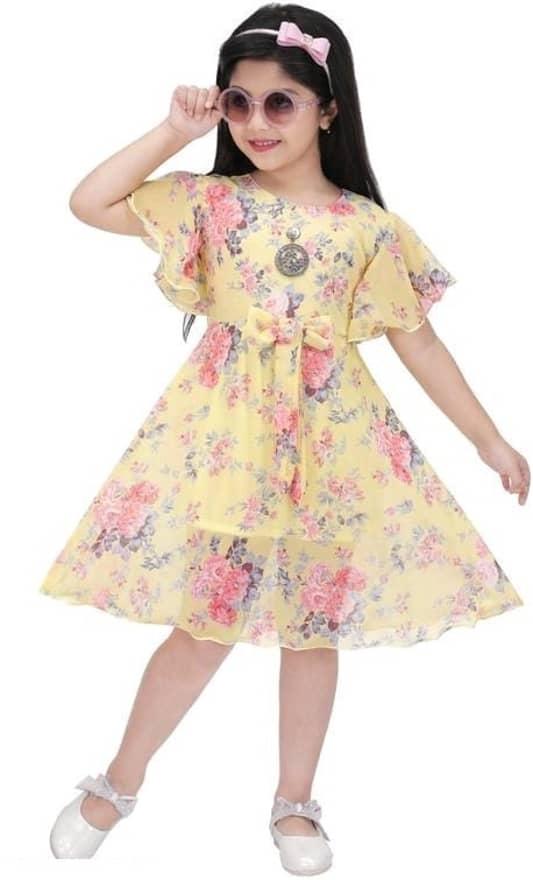 9stiches Georgette Dress For Baby Girls ( Pack of 1 , Yellow )