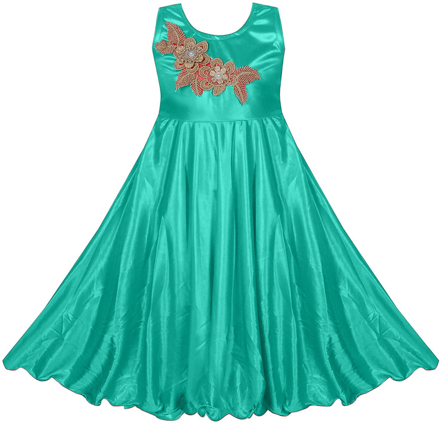 9stiches Lycra Dress For Girls ( Pack of 1 , Green )