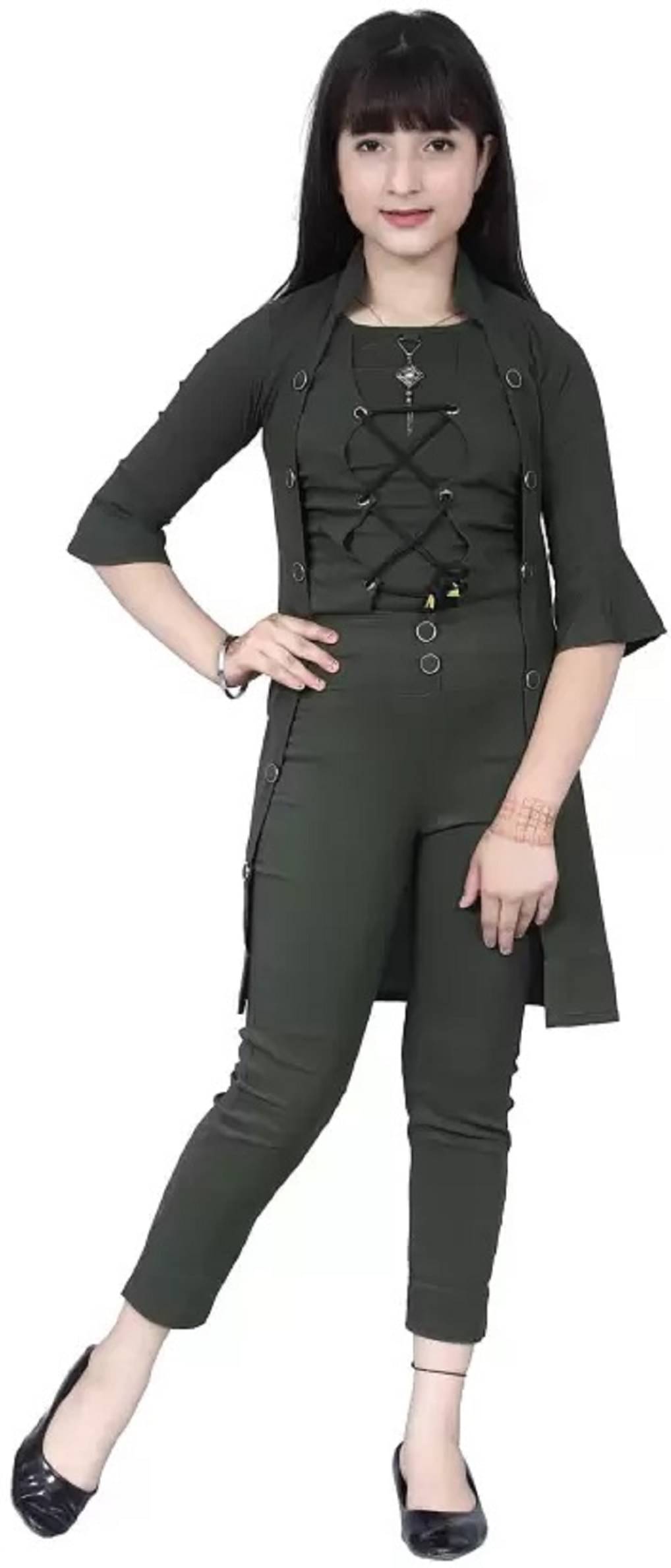     			9stiches Pack of 1 Baby Girls Polyester T-shirt & Capris ( Green )