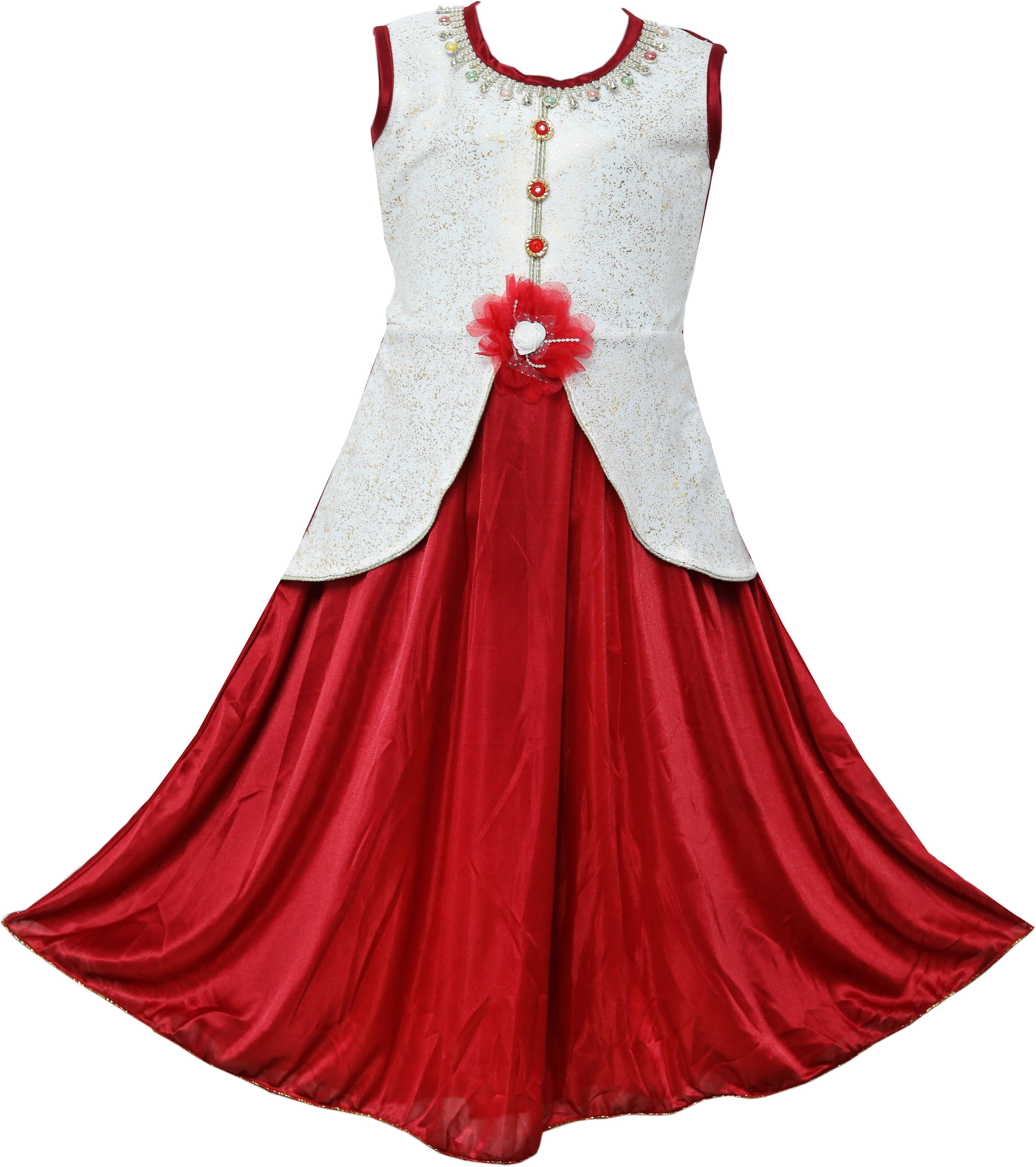     			9stiches Satin Dress For Baby Girls ( Pack of 1 , Red )