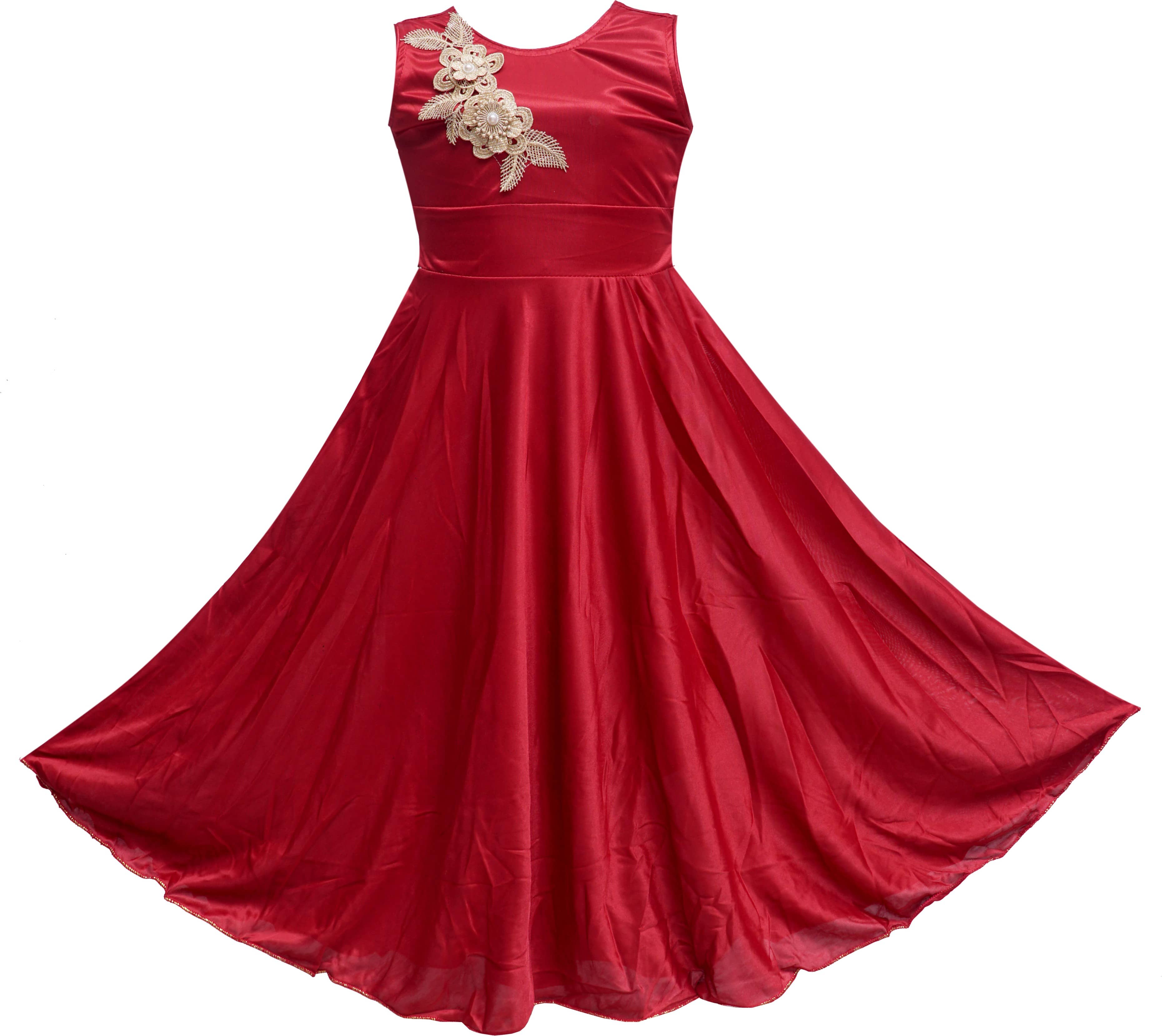 9stiches Satin Dress For Girls ( Pack of 1 , Maroon )