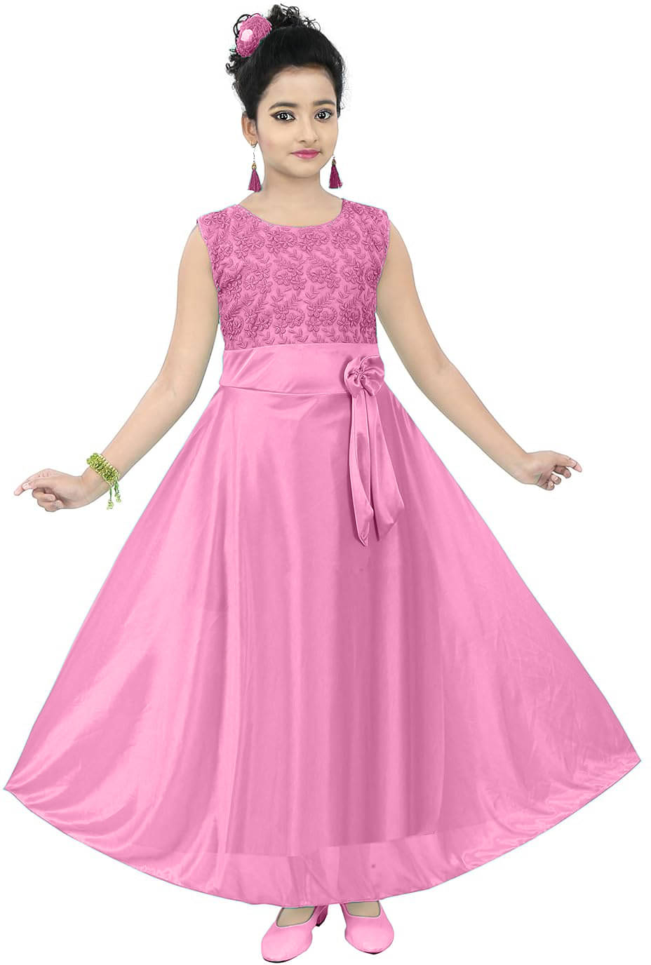     			9stiches Satin Dress For Girls ( Pack of 1 , Pink )