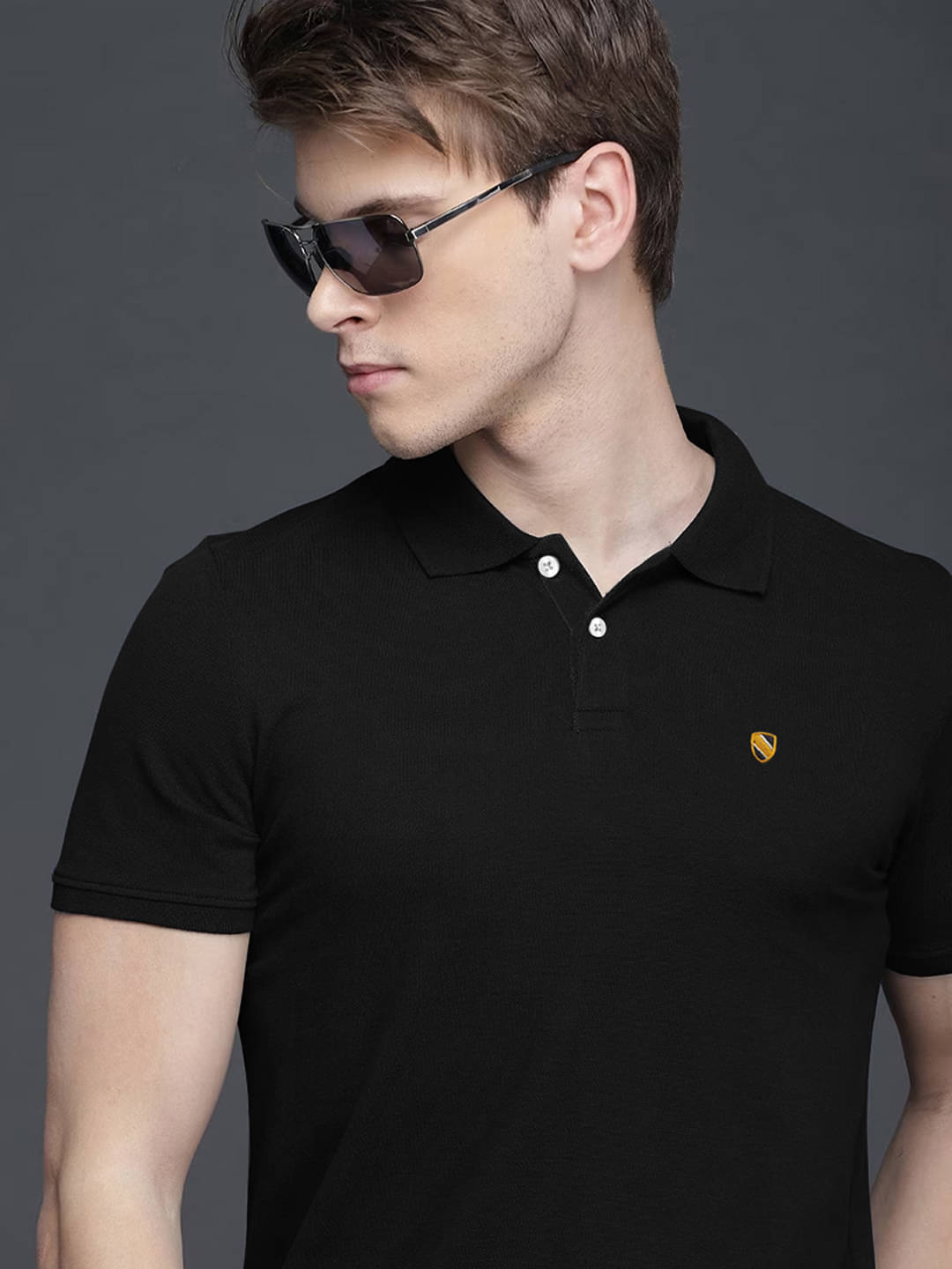 AIN6 Pack of 1 Cotton Blend Regular Fit Solid Half Sleeves Men's Polo T Shirt ( Black )     			AIN6 Pack of 1 Cotton Blend Regular Fit Solid Half Sleeves Men's Polo T Shirt ( Black )