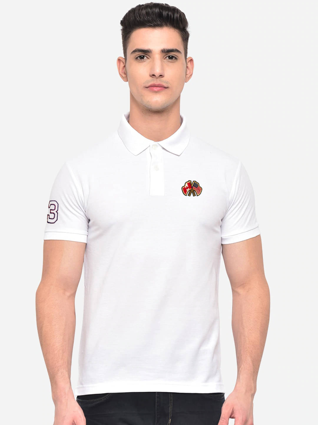     			AIN6 Pack of 1 Cotton Blend Regular Fit Solid Half Sleeves Men's Polo T Shirt ( White )