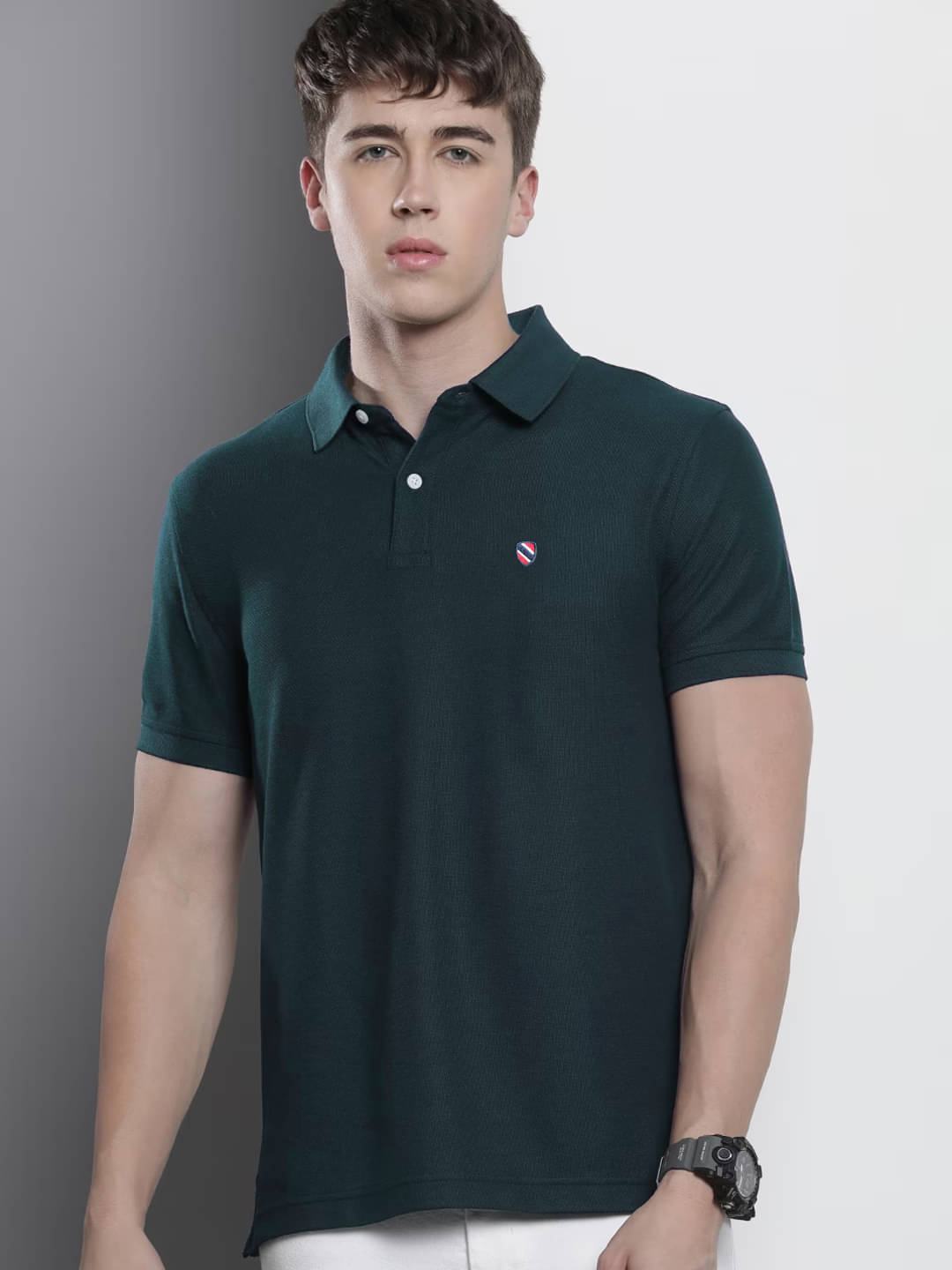     			AIN6 Pack of 1 Cotton Blend Regular Fit Solid Half Sleeves Men's Polo T Shirt ( Green )