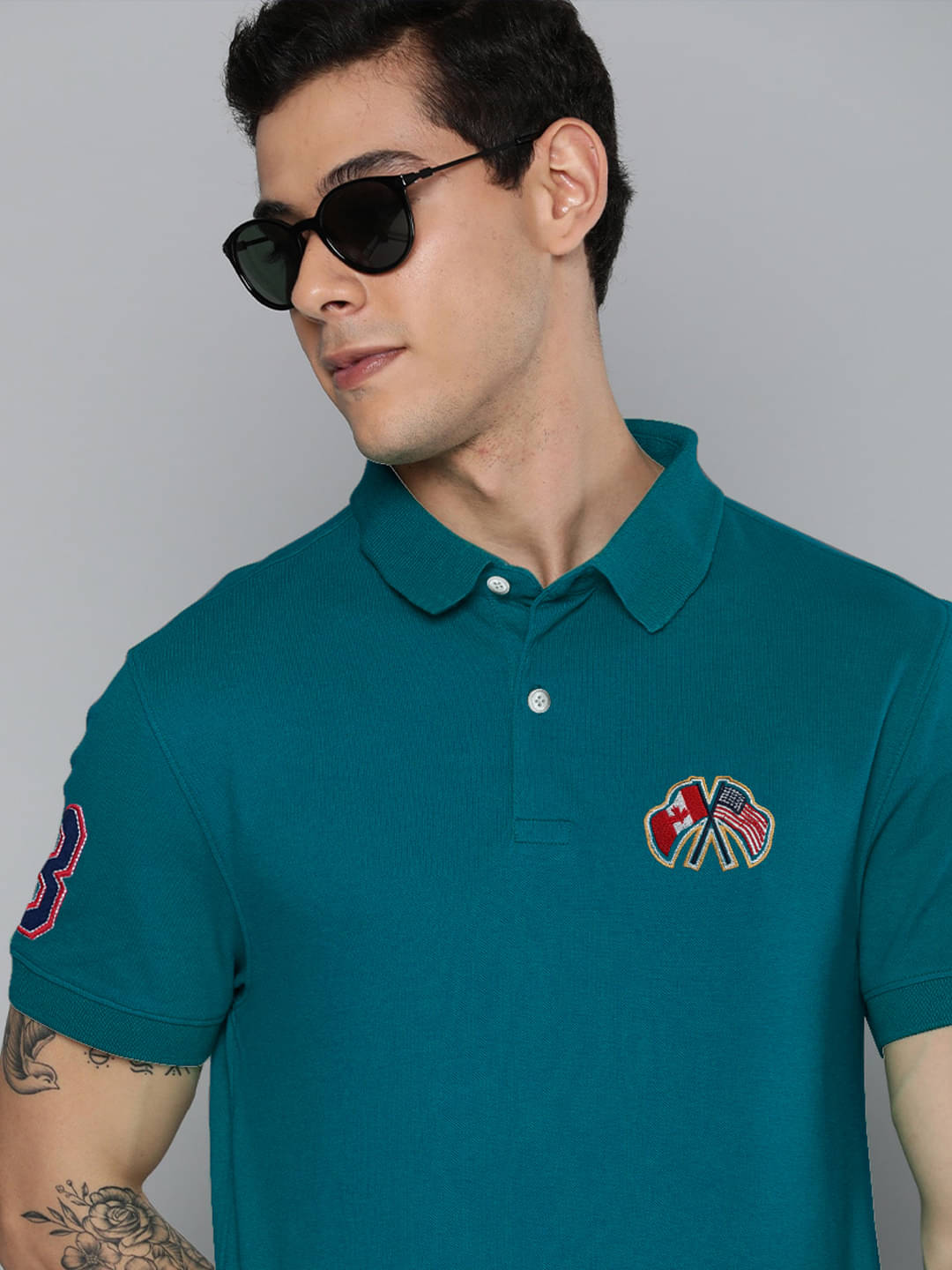     			AIN6 Pack of 1 Cotton Blend Regular Fit Solid Half Sleeves Men's Polo T Shirt ( Teal Blue )