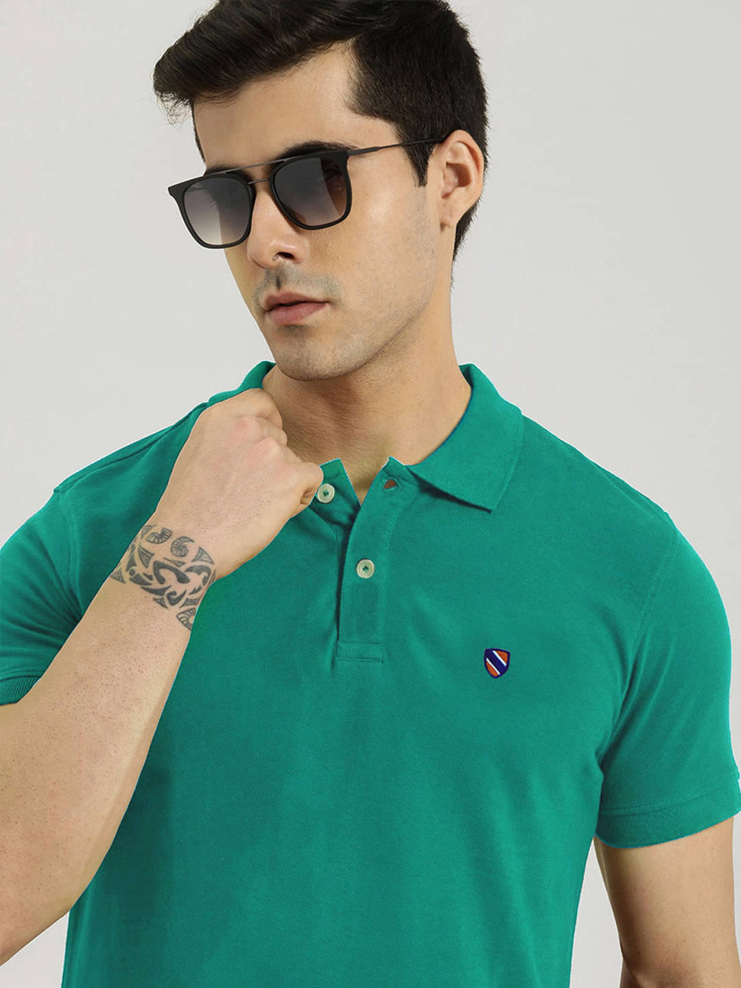     			AIN6 Pack of 1 Cotton Blend Regular Fit Solid Half Sleeves Men's Polo T Shirt ( Green )