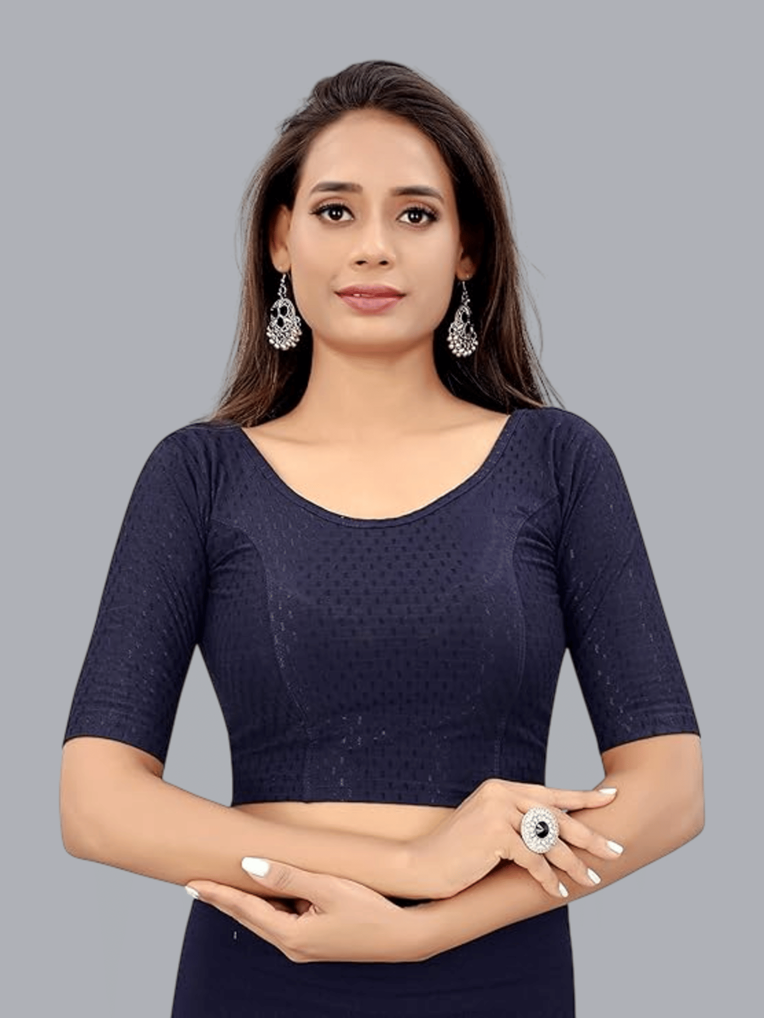 Bulbul Blue Readymade without Pad Lycra Women's Blouse ( Pack of 1 )