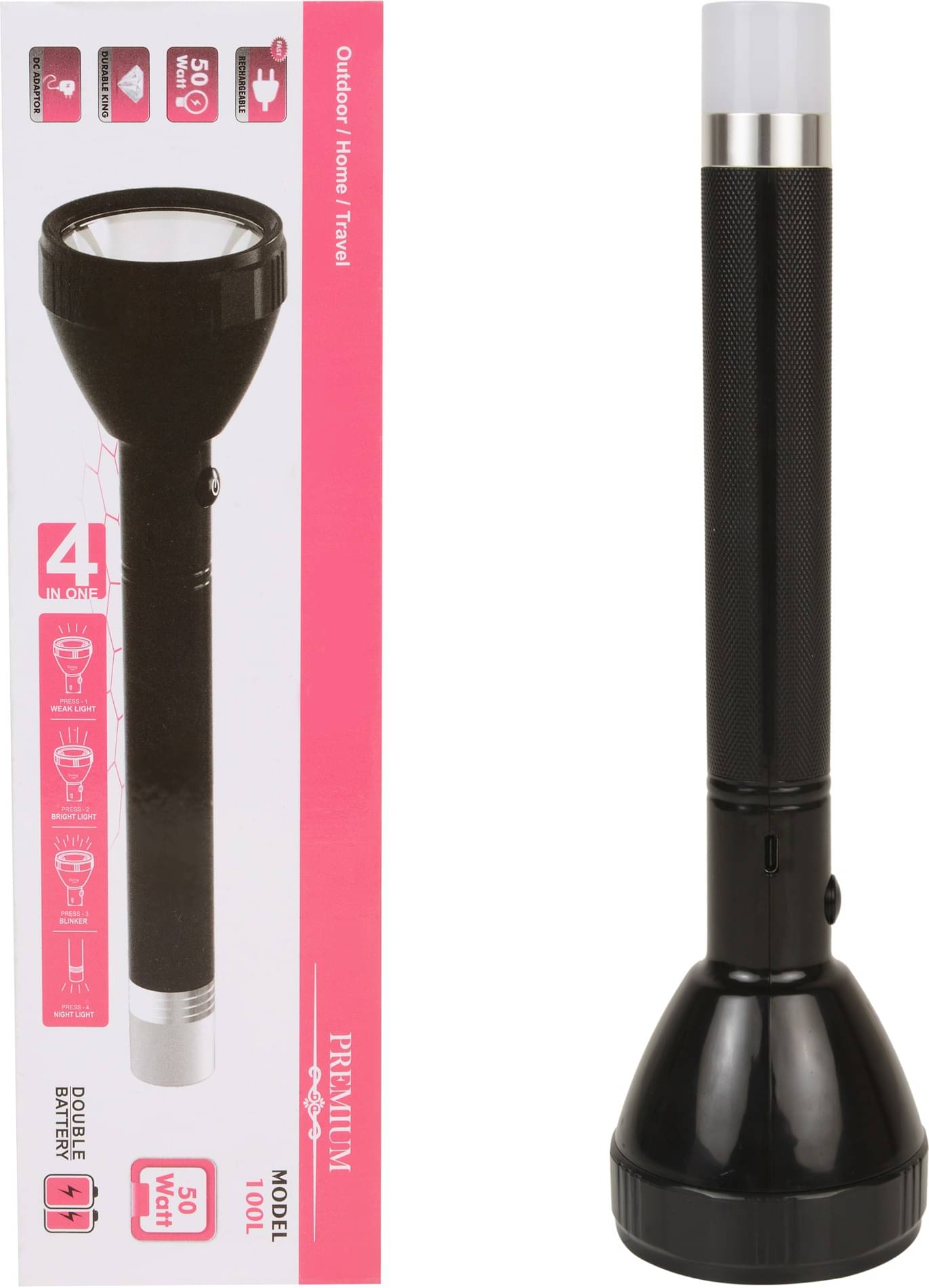     			ECOSKY - 50W Rechargeable Flashlight Torch ( Pack of 1 )