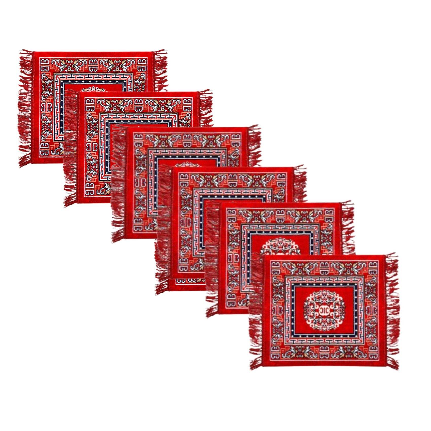 LAZYWINDOW Red Set of 6 Regular Velvet Prayer Mat ( 48 X 47 cm ) LAZYWINDOW Red Set of 6 Regular Velvet Prayer Mat ( 48 X 47 cm )