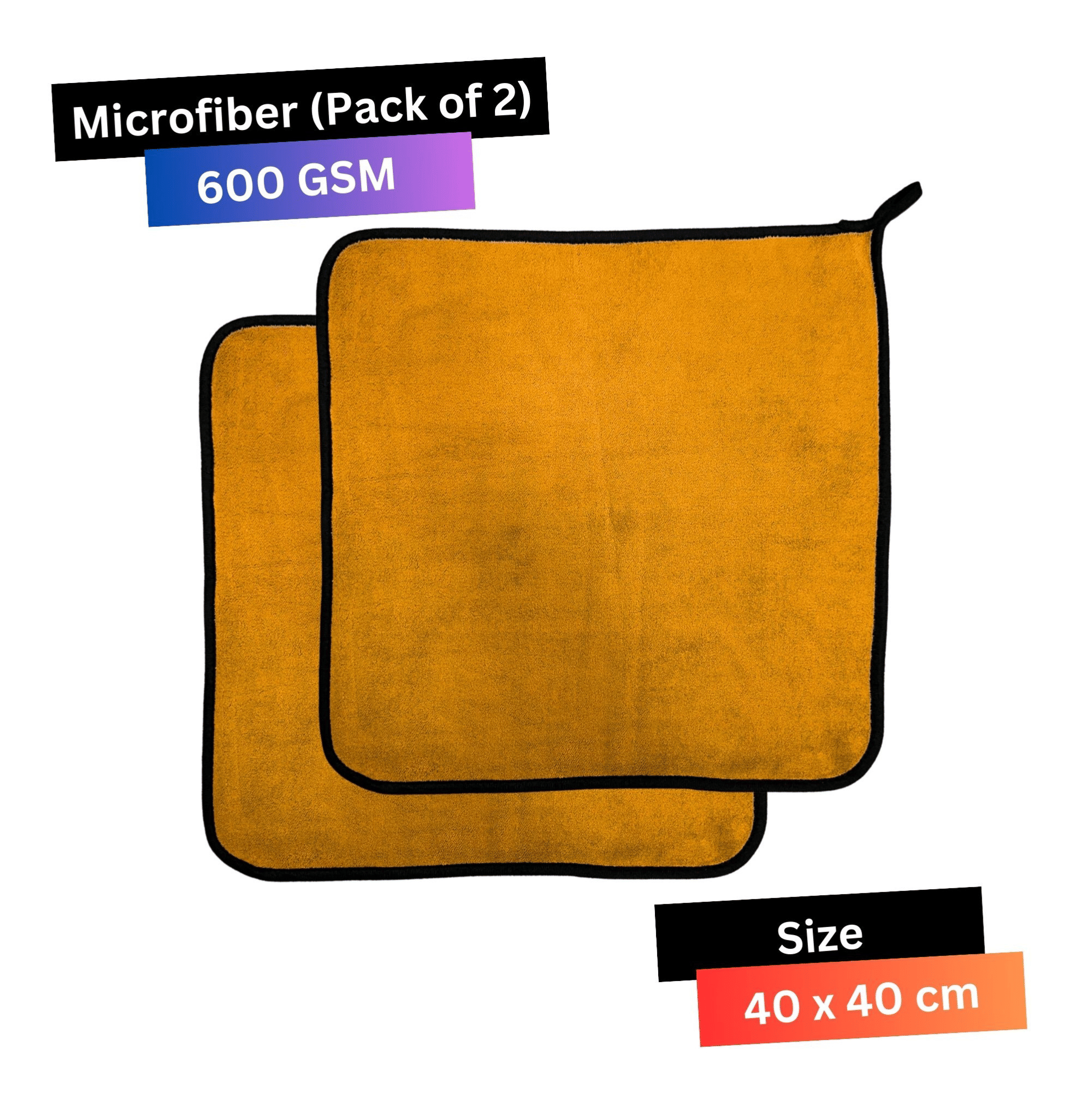     			LIQUIFIBER Black 600 GSM Microfiber Cloth For Automobile ( Pack of 2 )