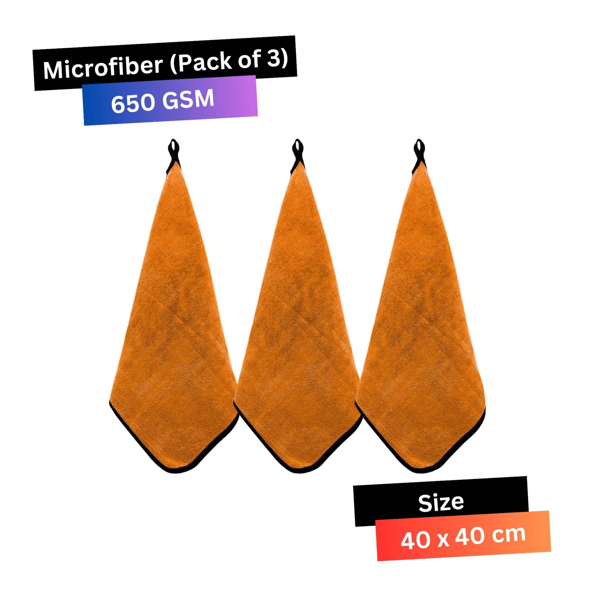     			LIQUIFIBER Black 650 GSM Microfiber Cloth For Automobile ( Pack of 3 )