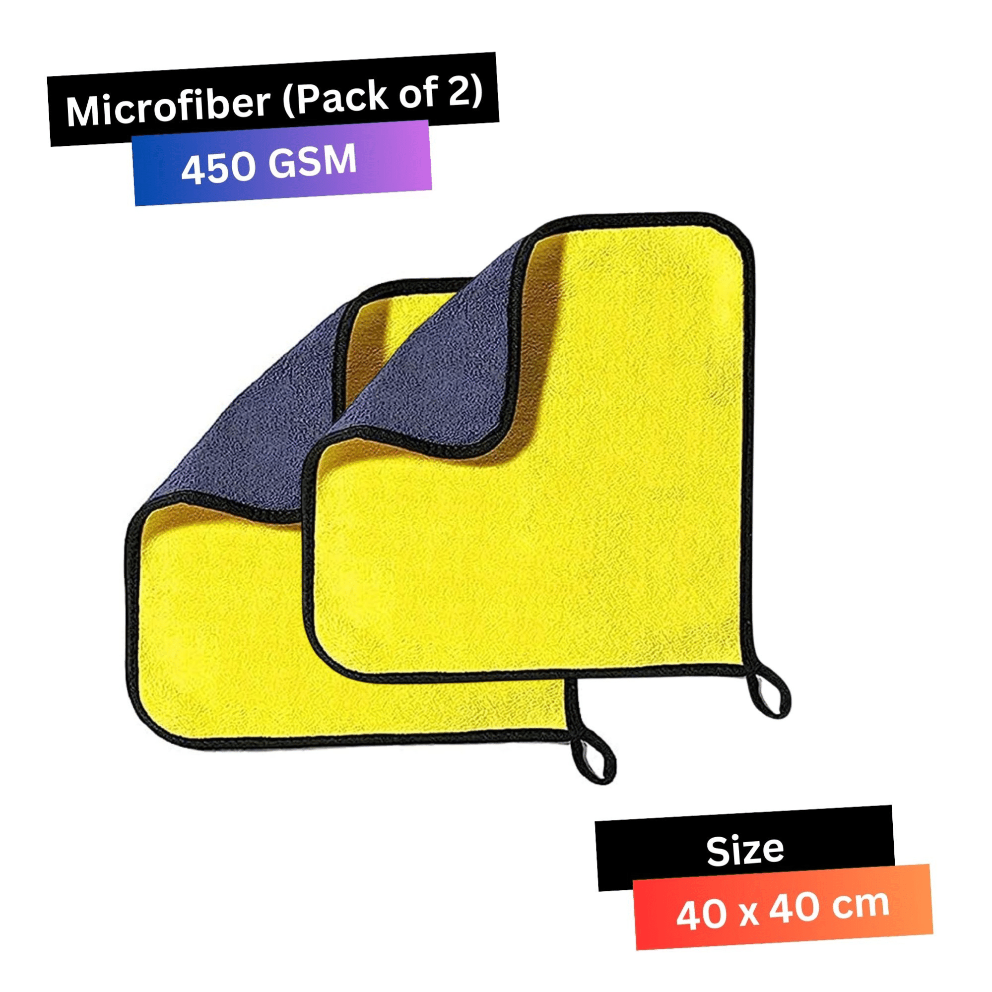     			LIQUIFIBER Yellow 450 GSM Microfiber Cloth For Automobile ( Pack of 2 )