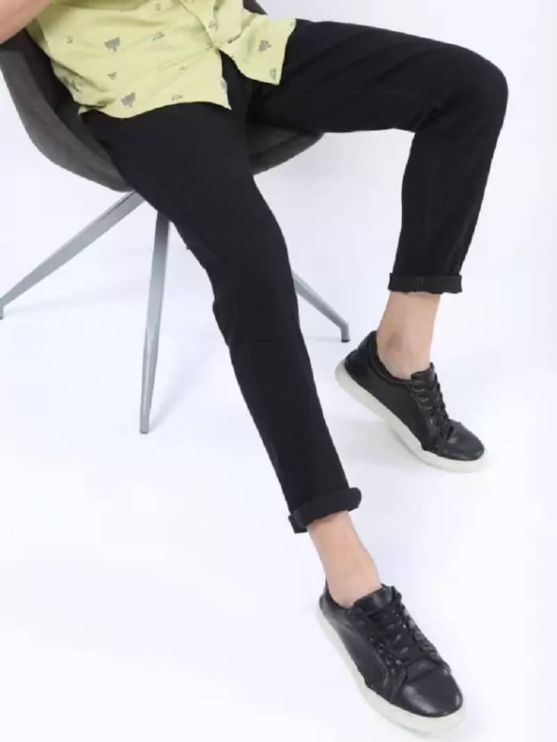 POKHINDA Skinny Fit Cuffed Hem Men's Jeans - Black ( Pack of 1 ) - Jeans | Buy online on ZillyBuy