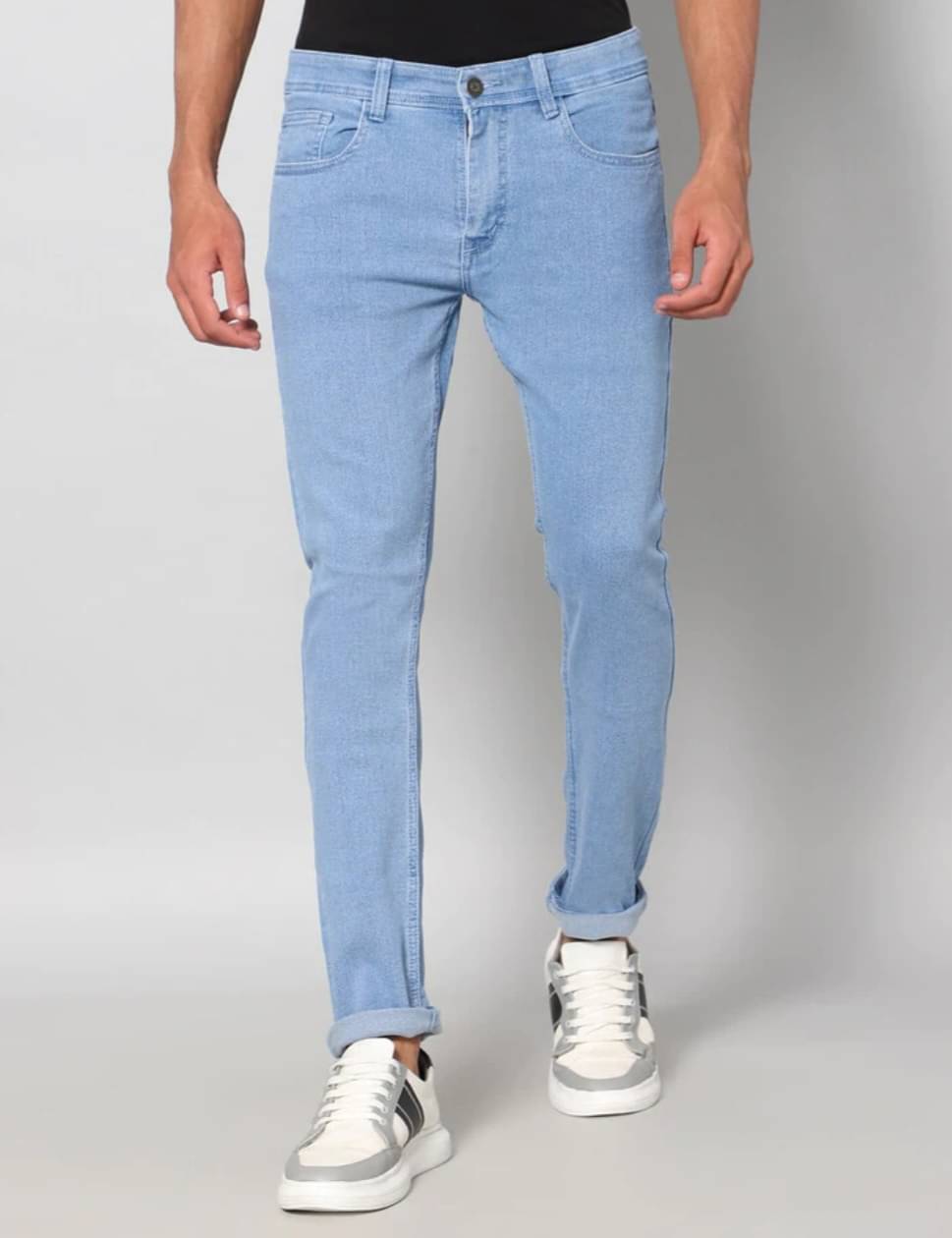 Sindon Regular Fit Cuffed Hem Men's Jeans - Light Blue ( Pack of 1 ) Sindon Regular Fit Cuffed Hem Men's Jeans - Light Blue ( Pack of 1 )